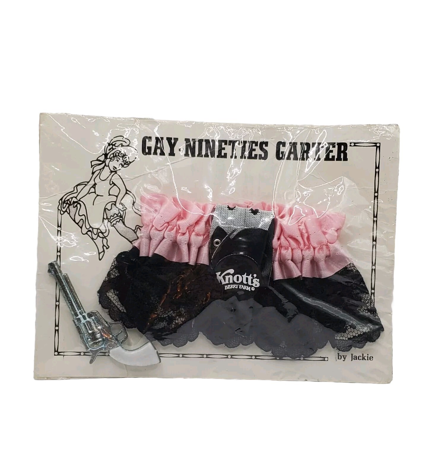 Vintage Knott's Berry Farm Gay Nineties Showgirl Garter NIB By Jackie Black Pink