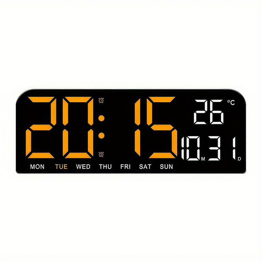 10" Digital LED Desk Alarm Clock Large LCD Display Wall Clock Temperature Date