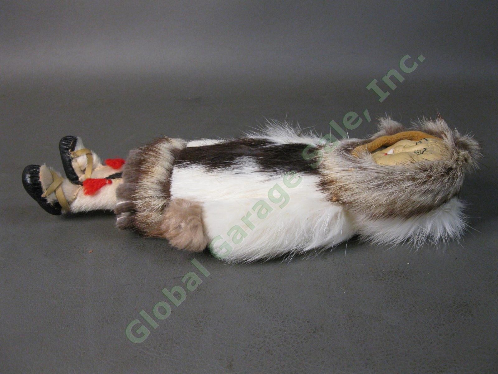 RARE VTG Antique Alaska Inuit Eskimo Male Doll Fur Leather Face Hide Skin Figure