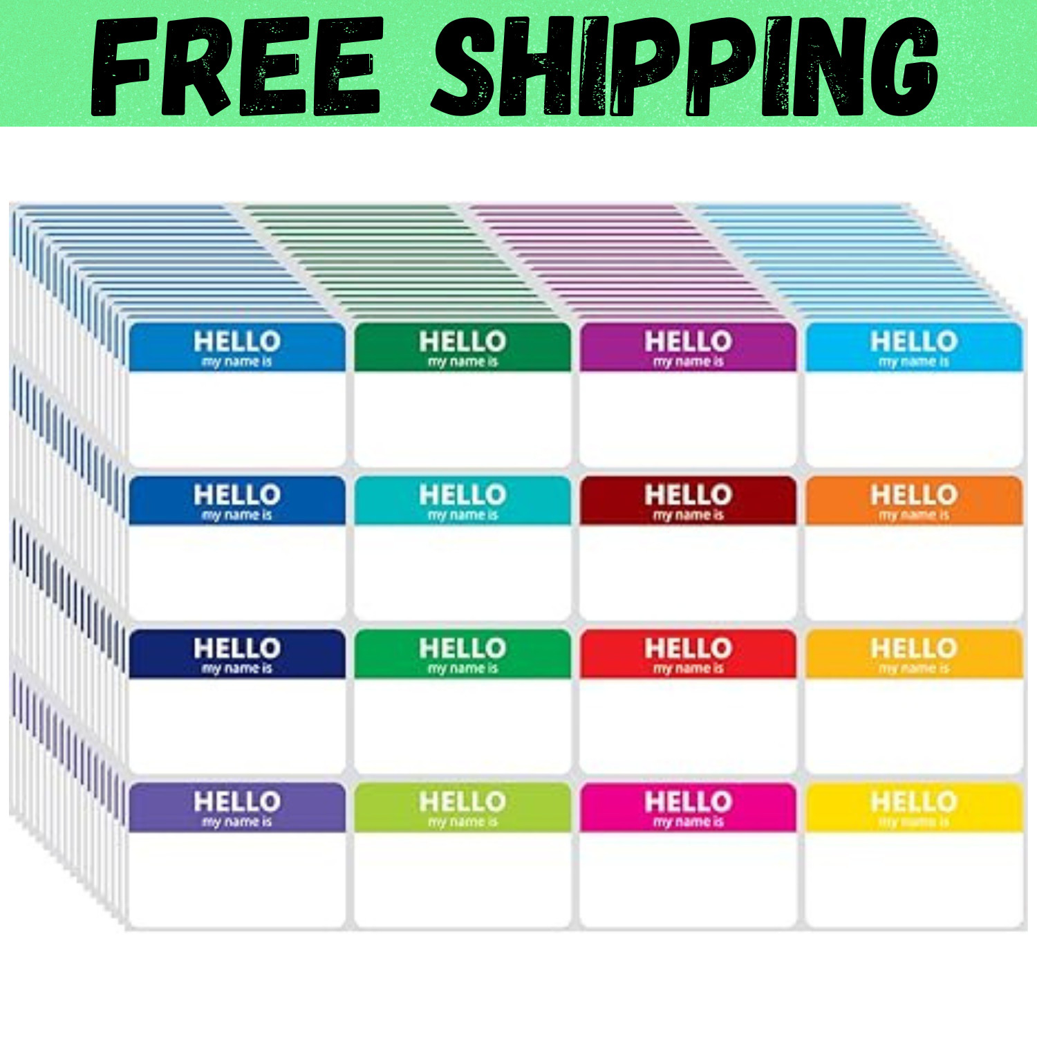 400 Pcs Name Tags Colorful Sticker-16 Colors (3"x2") Hello My Name is Peel