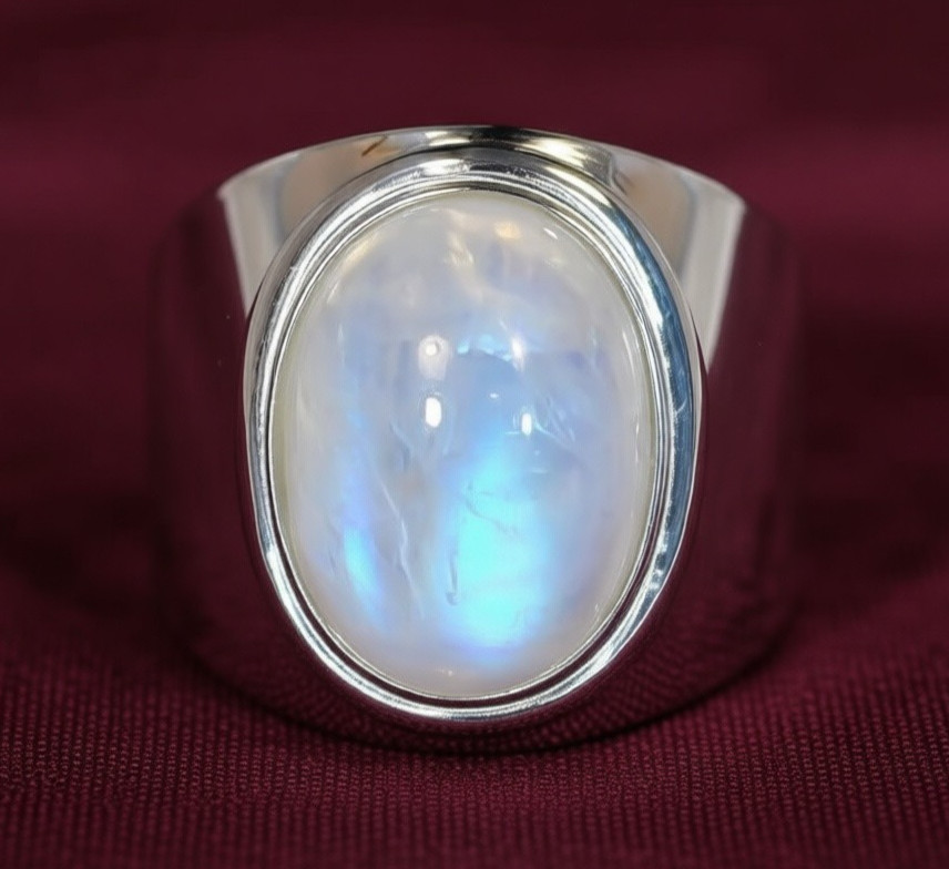 Rainbow Moonstone Gemstone Handmade 925 Sterling Silver Jewelry Ring All Size