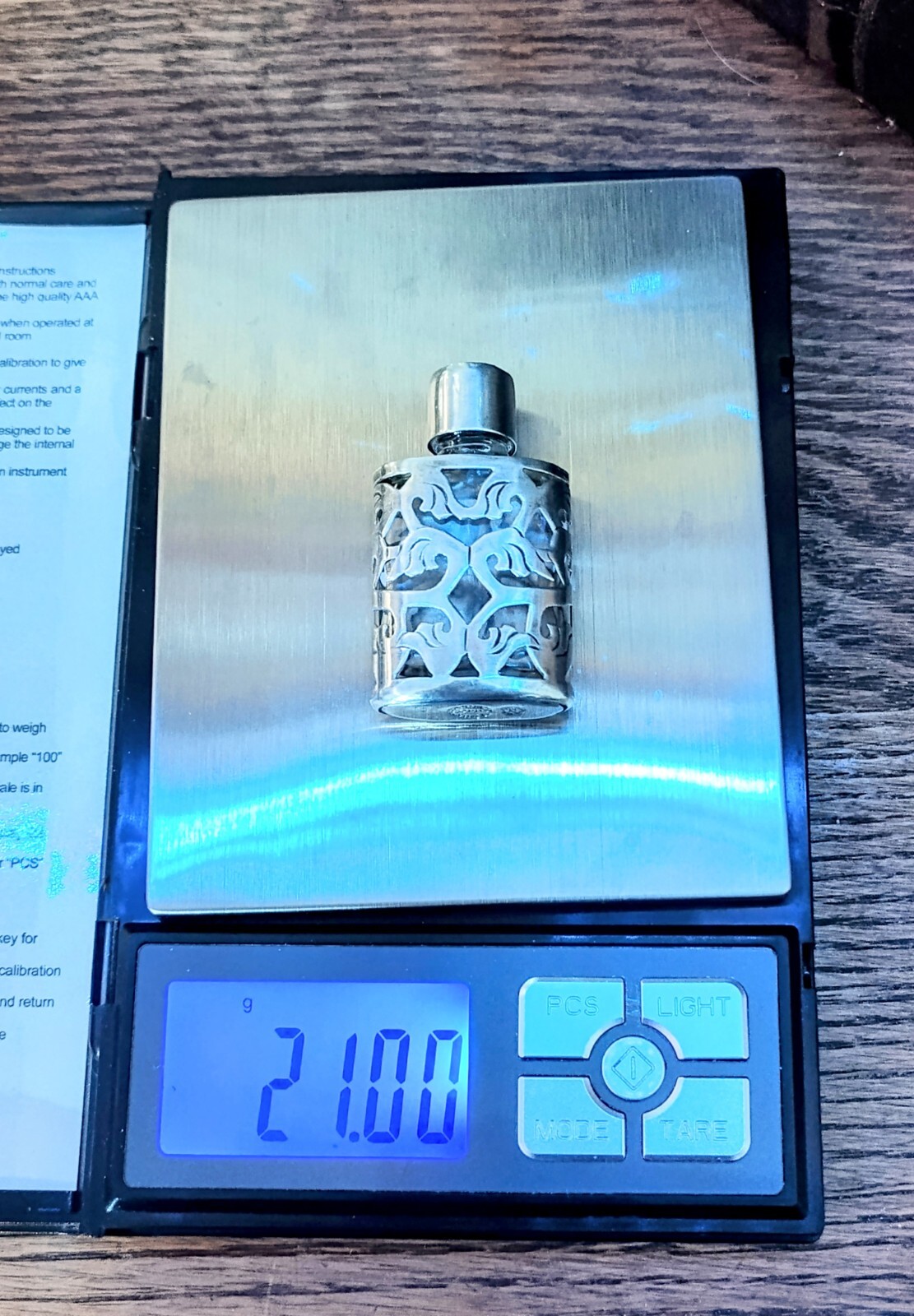 Vintage Taxco Mexico JJC Sterling Silver .925 Miniature Floral Perfume Bottle