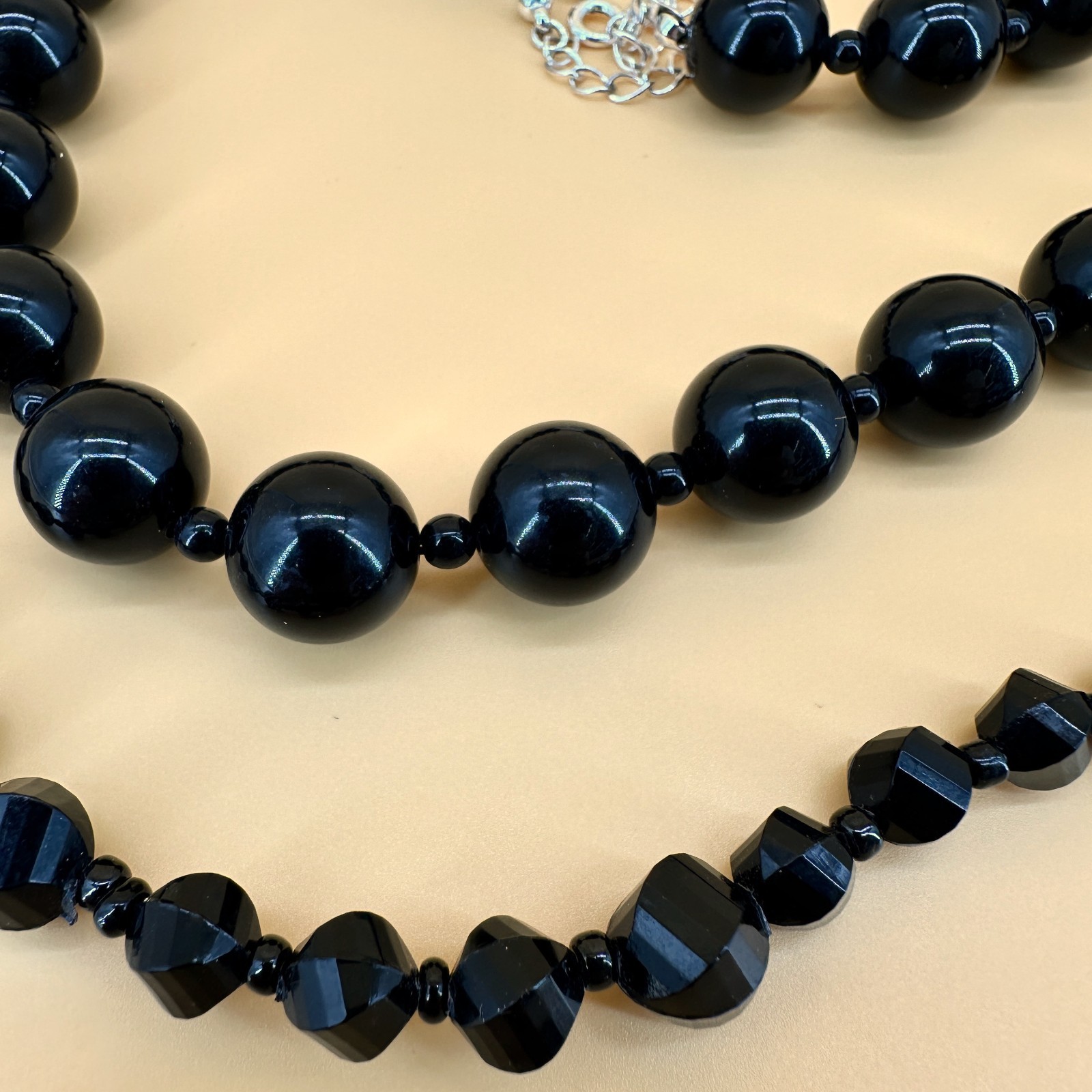 Vintage Black Acrylic Mix Jewelry Lot Earrings Necklaces Bracelets Faceted Bead