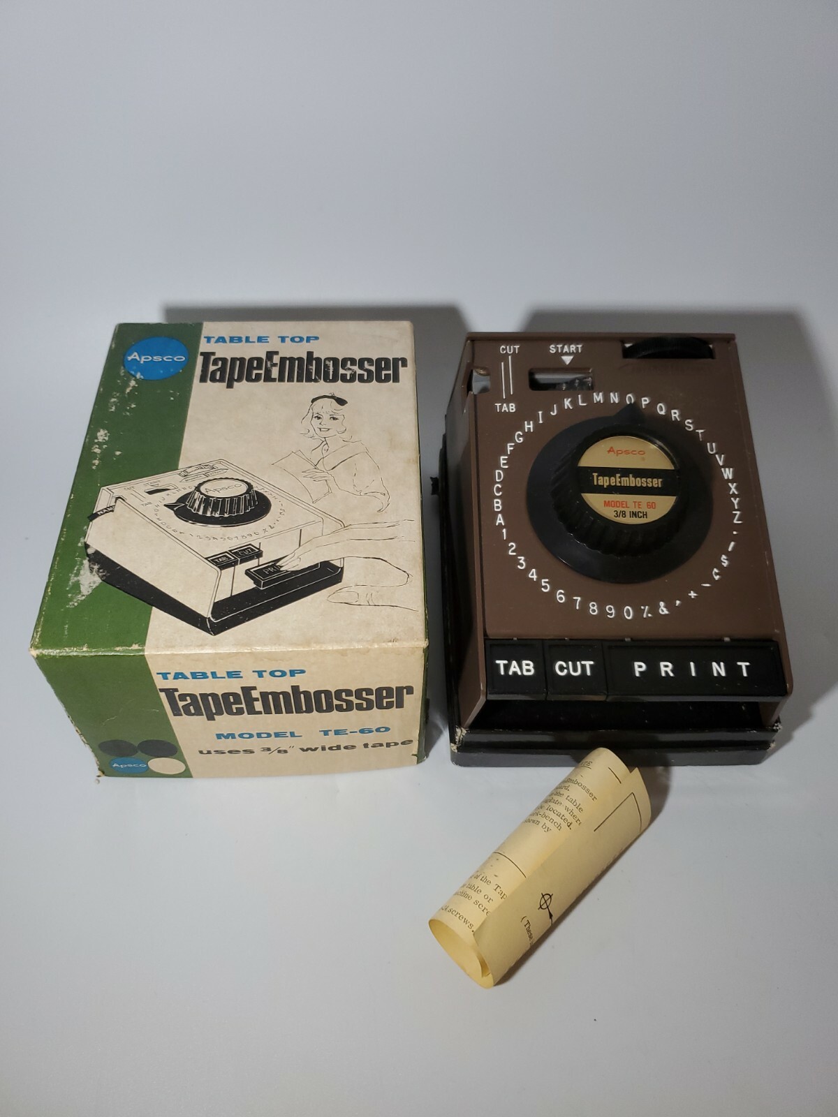 Vintage Apsco Table Top Tape Embosser Model TE-60 RARE