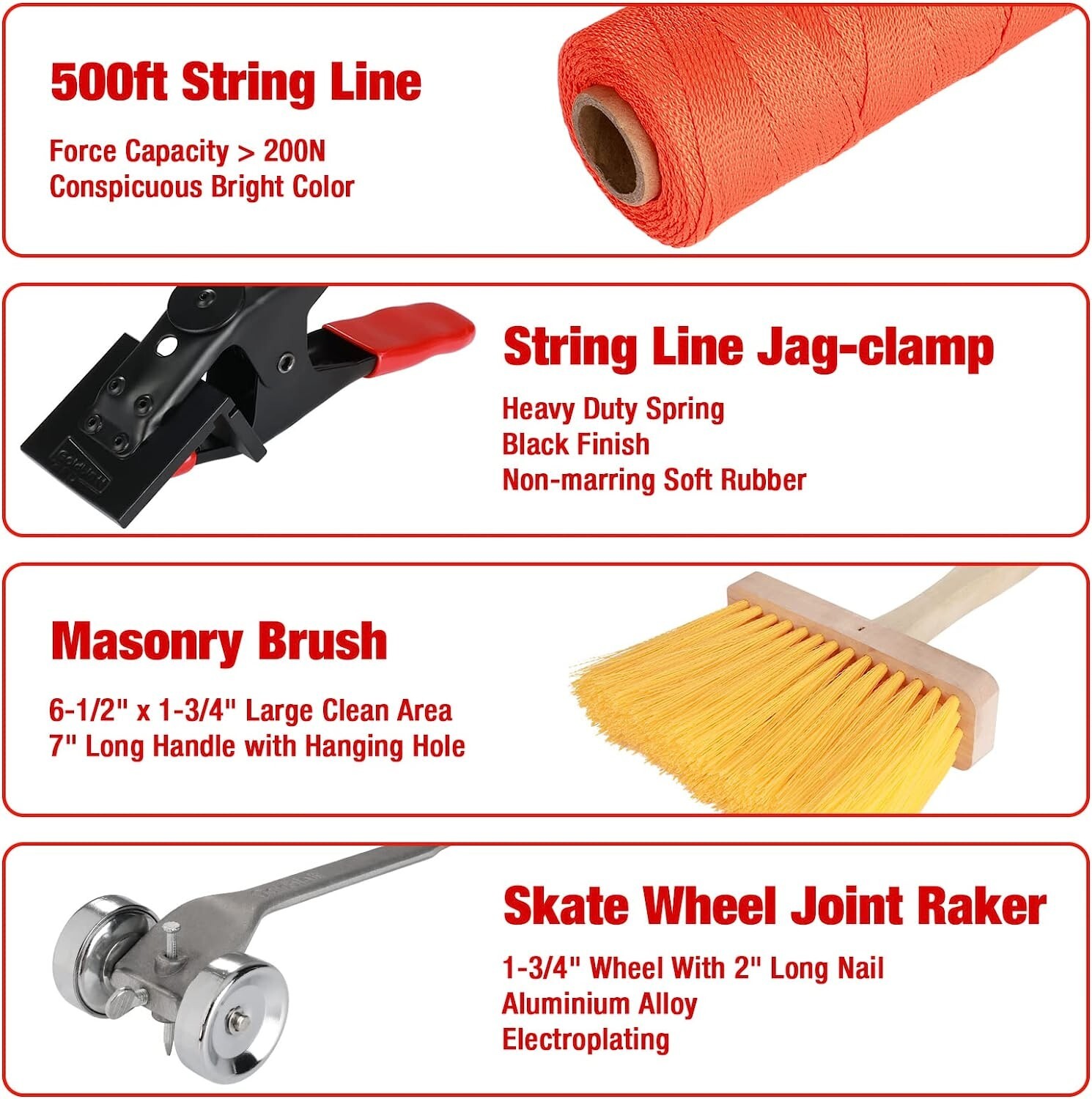 Goldblatt 12PC Masonry Hand Tool Set Organized in Tool Bag Labor-saving NEW