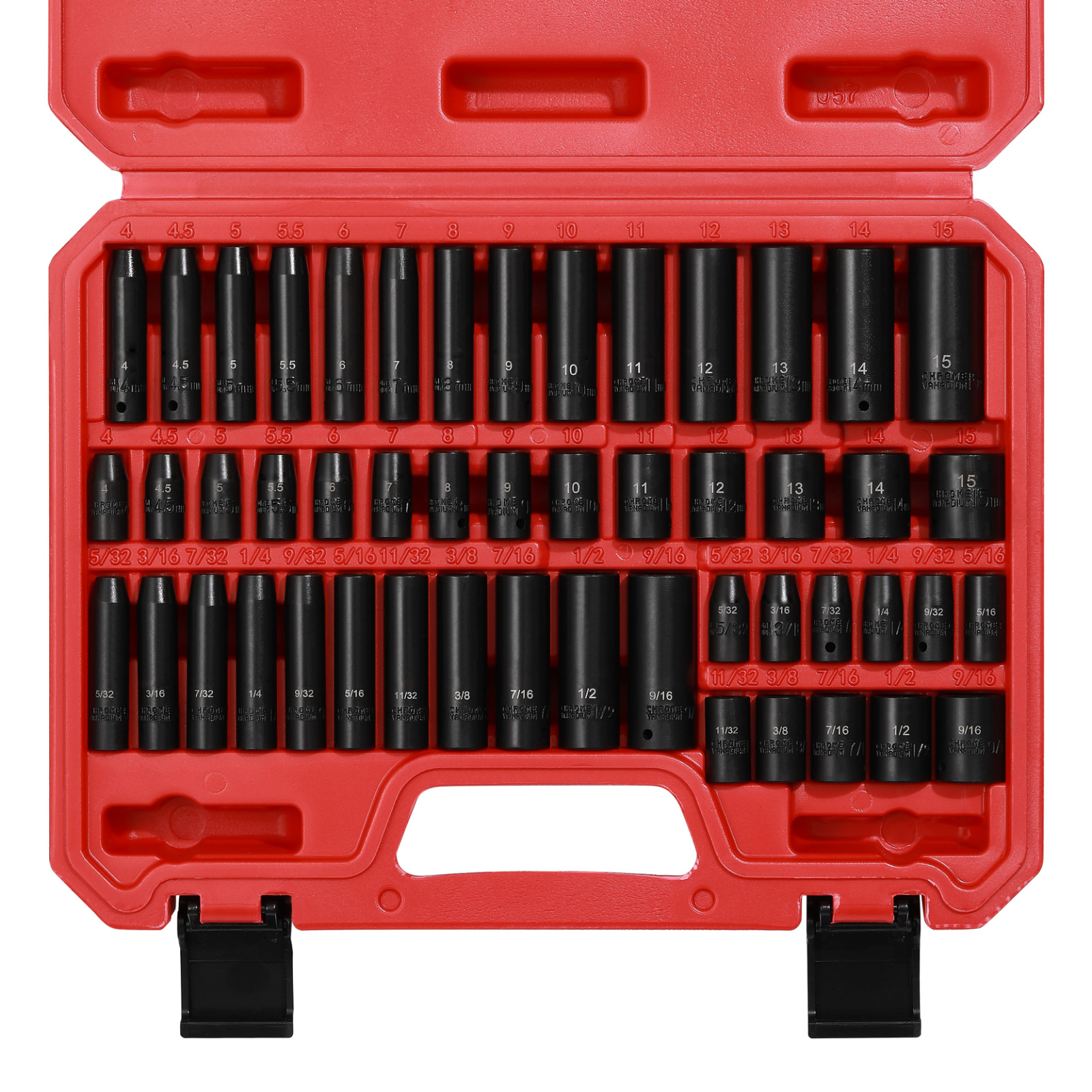 1/4 Inch Drive Master Impact Socket Set 50-Piece 6-Point SAE/Metric 5/32 Inch