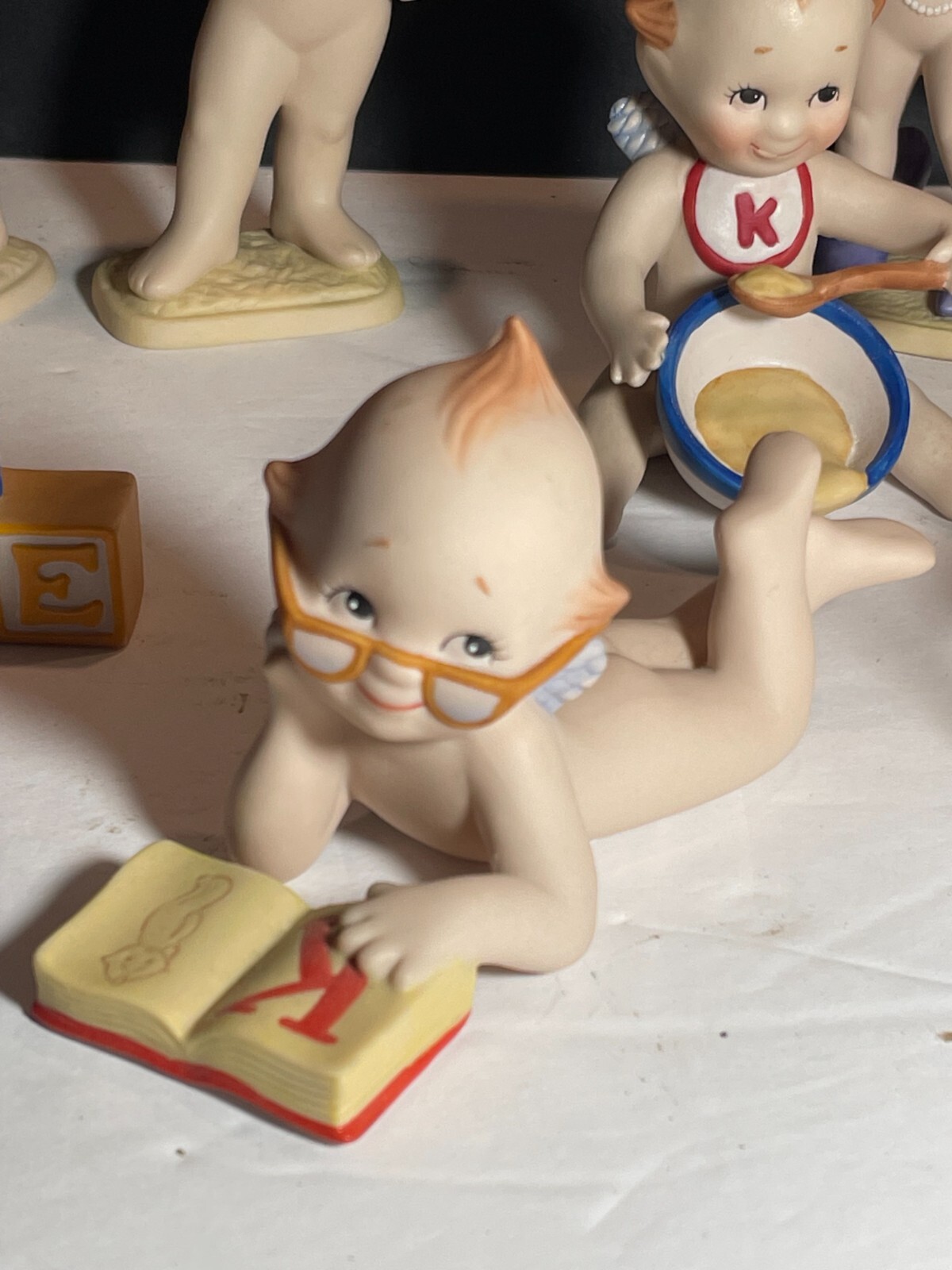 KEWPIE Baby Cupid Bisque Porcelain Figurine - 9 Figurines by Jesco, 1990 pre-own