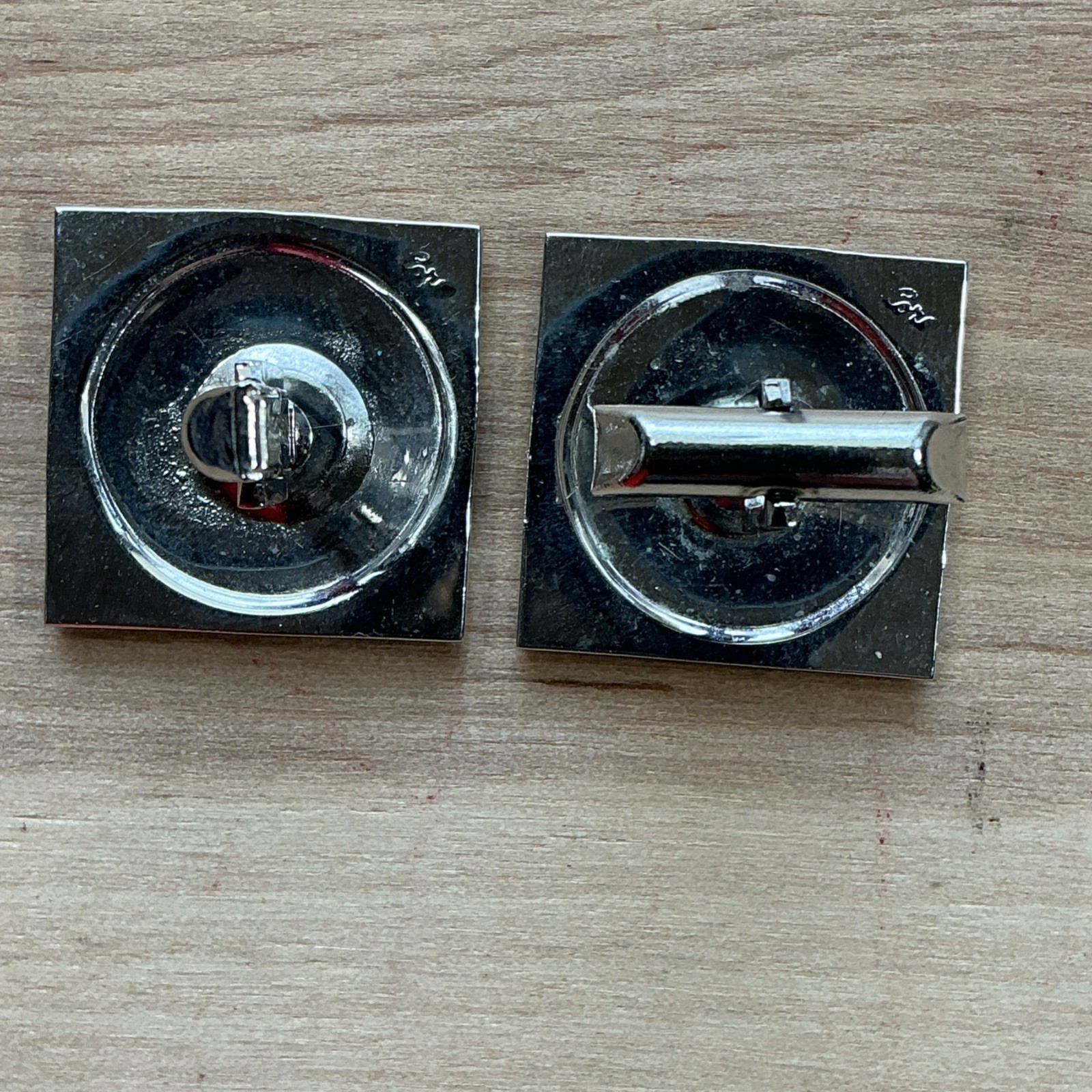 Vintage Swank Monogram Cufflinks Silver Tone Initials Engraved Square