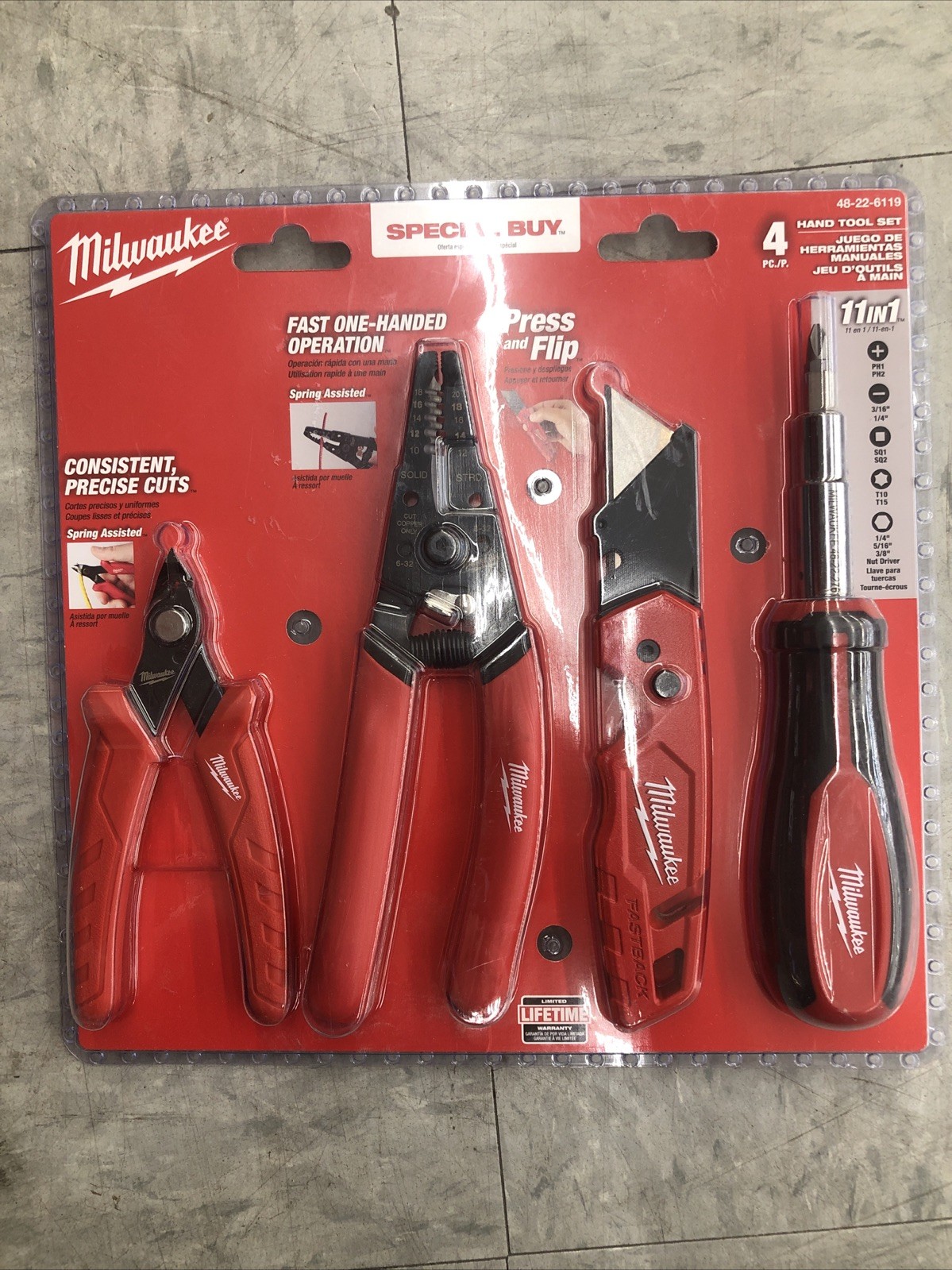 Milwaukee 48-22-6119 Electrician Hand Tool Set 4PC w/ Case Red NEW