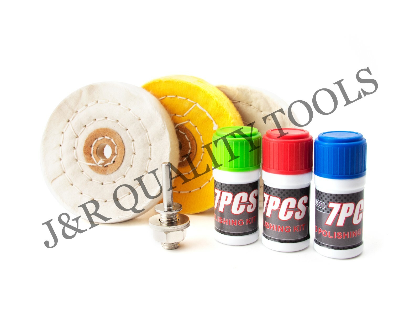 VCT 7pc Buffing Kit for Drill 4" Wheel for Polishing Metal Steel Iron Aluminum