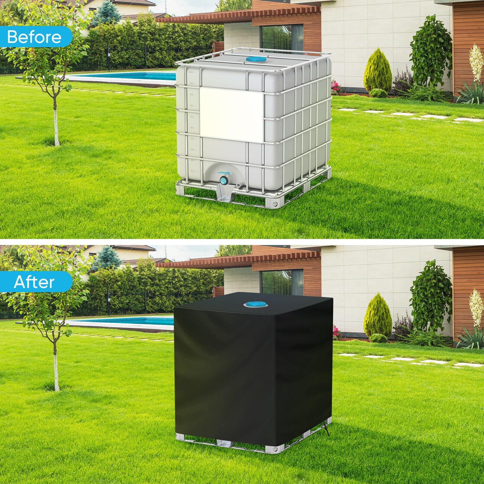 275 Gallon IBC Tote Cover Sunshade Water Proof Protector Hood 1000 L Garden Tank