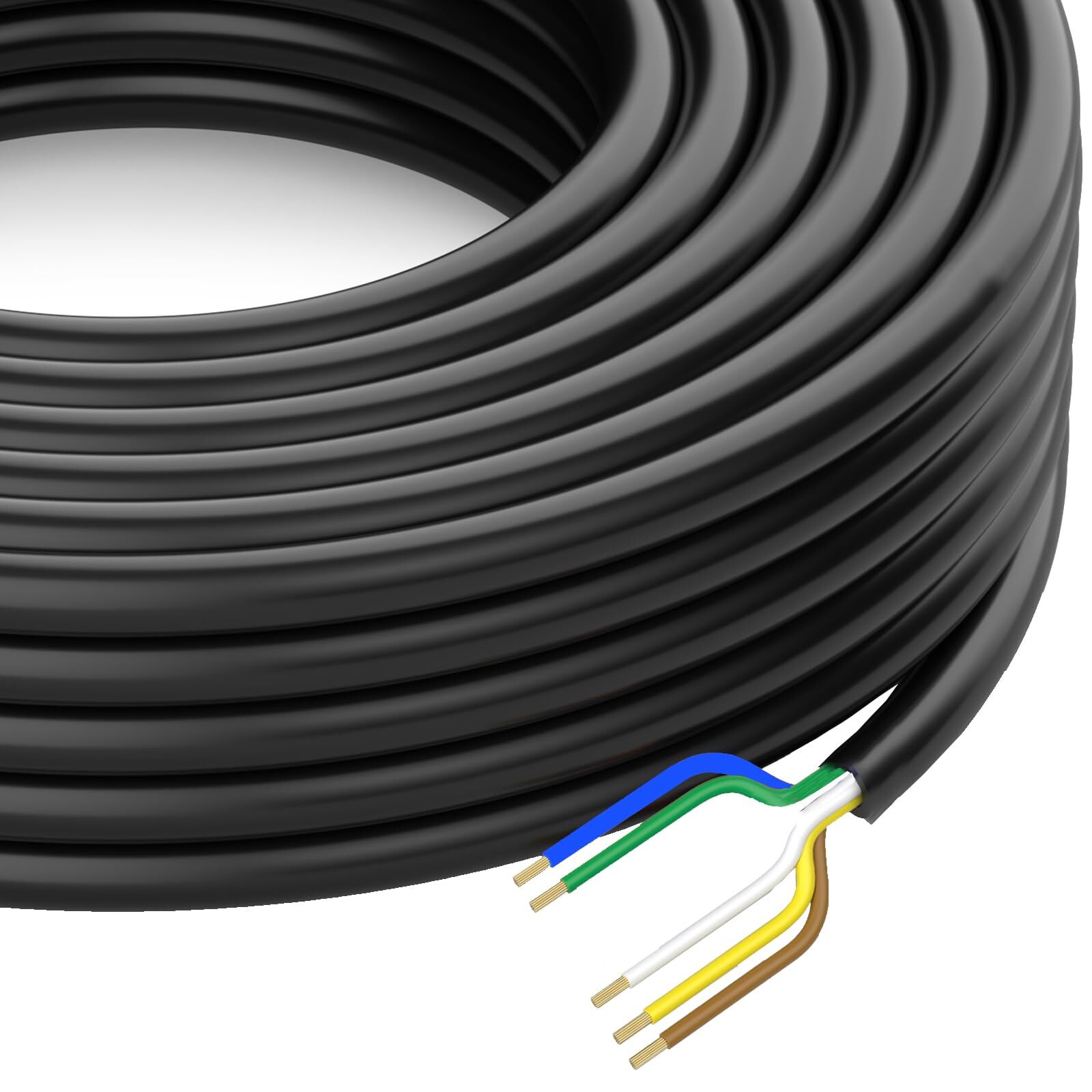 50ft Heavy Duty 14AWG 5-Way RV Trailer Wiring Harness Cable