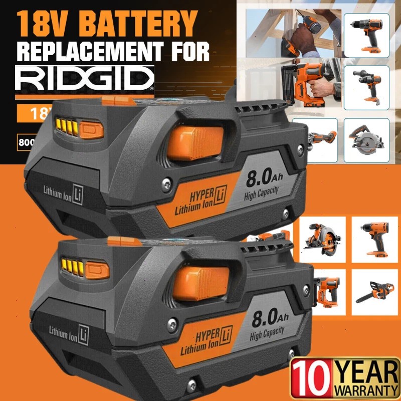 2 PACK For Ridgid 18V R840085 8.0Ah Lithium-ion Battery Rigid 18 Volt R840087