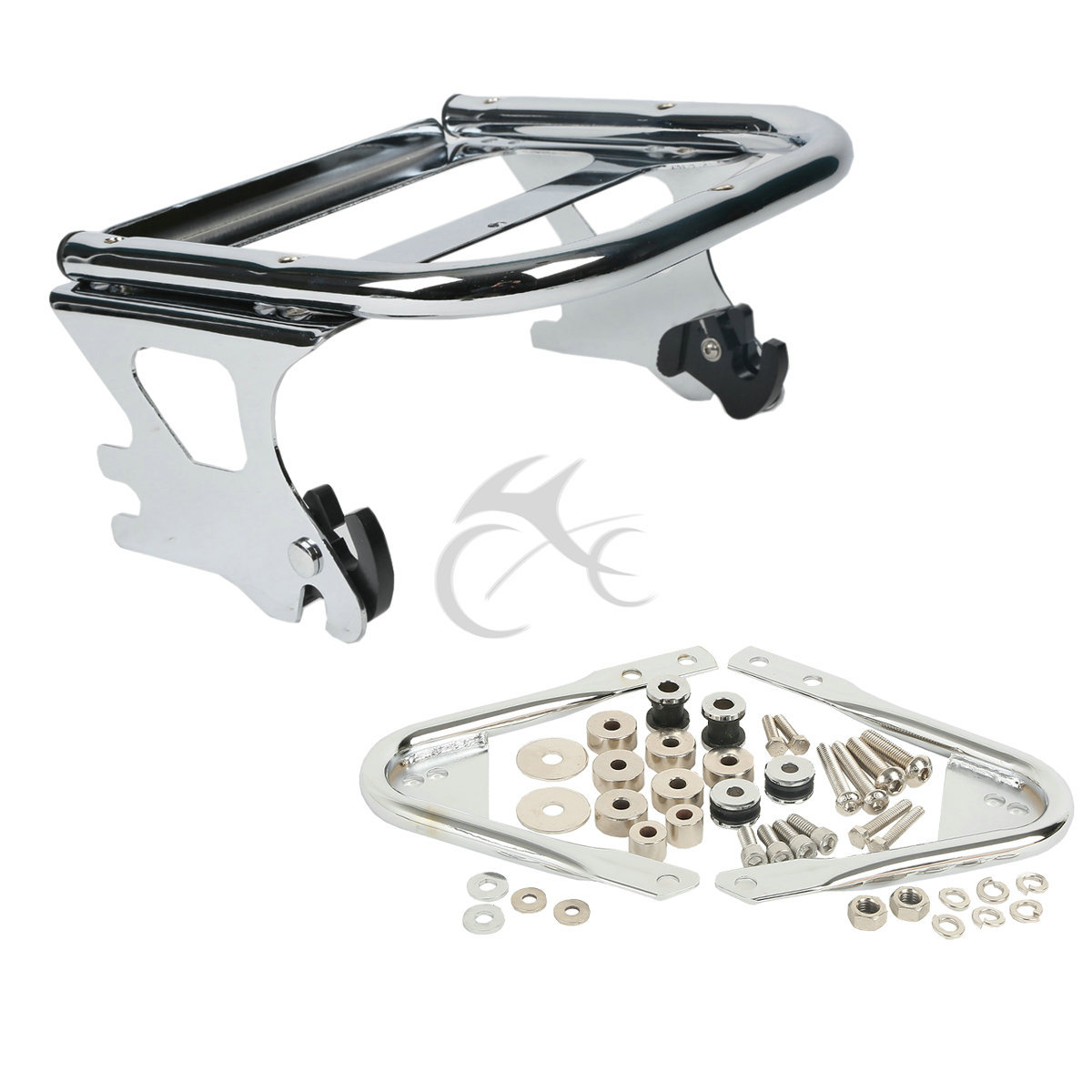 2-Up Pack Luggage Mount Rack W/ Docking Hardware Kit For Harley Touring 97-08 07