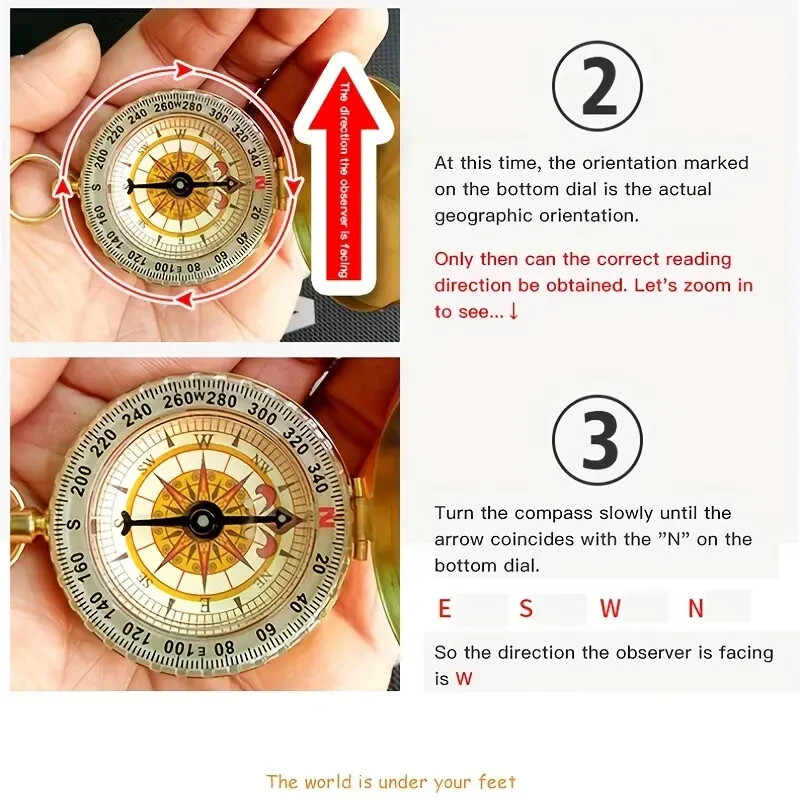 Waterproof Luminous Compass Camping Hiking Brass Compass Portable Compass