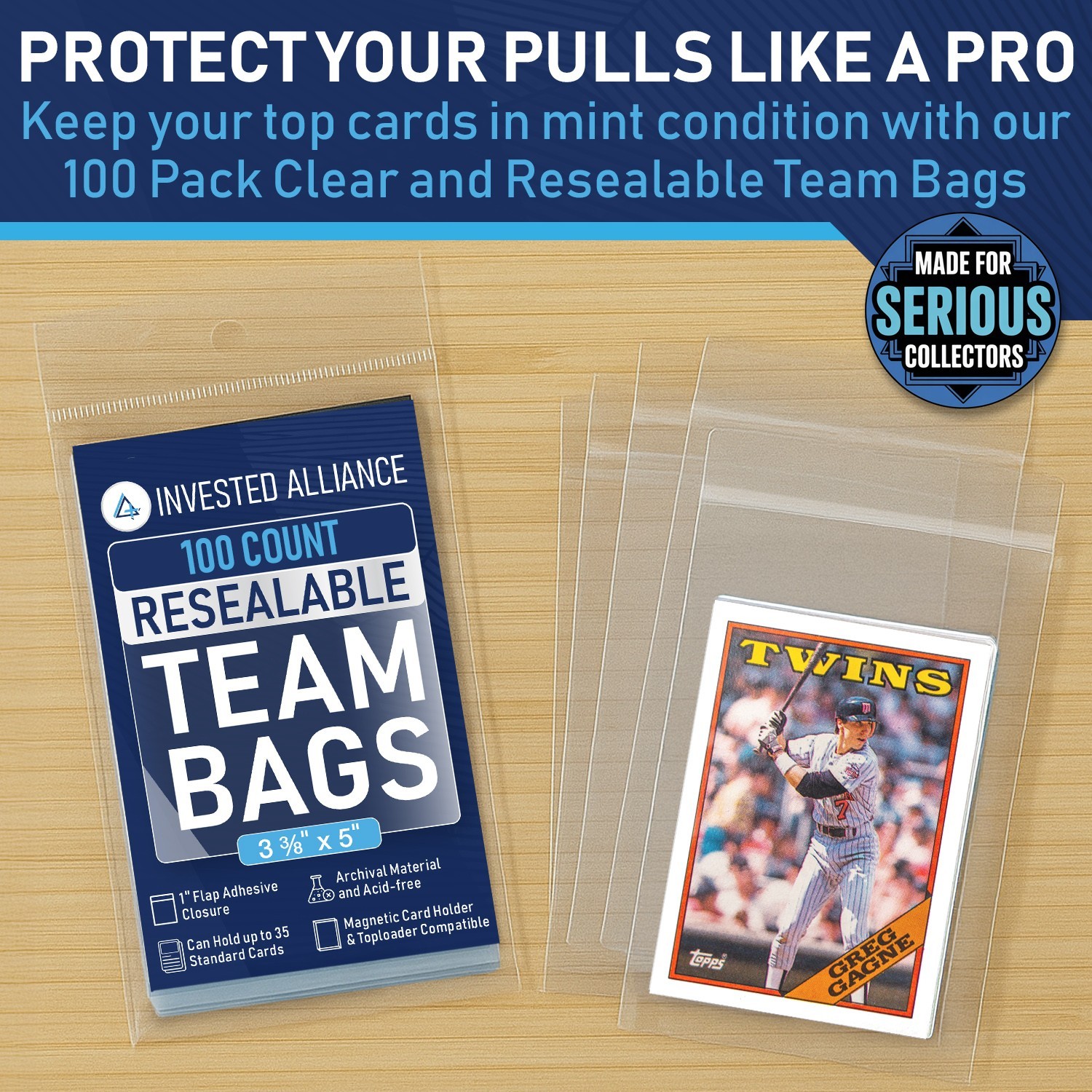 Team Bags Resealable for Toploaders Semi Rigid & Magnetic Holders 100-10000 Pack