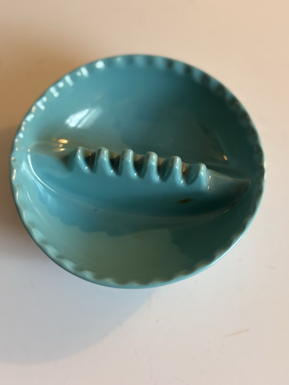 Vintage ANHOLT Ashtray Pale Blue Turquoise 5” Round Melamine USA Retro