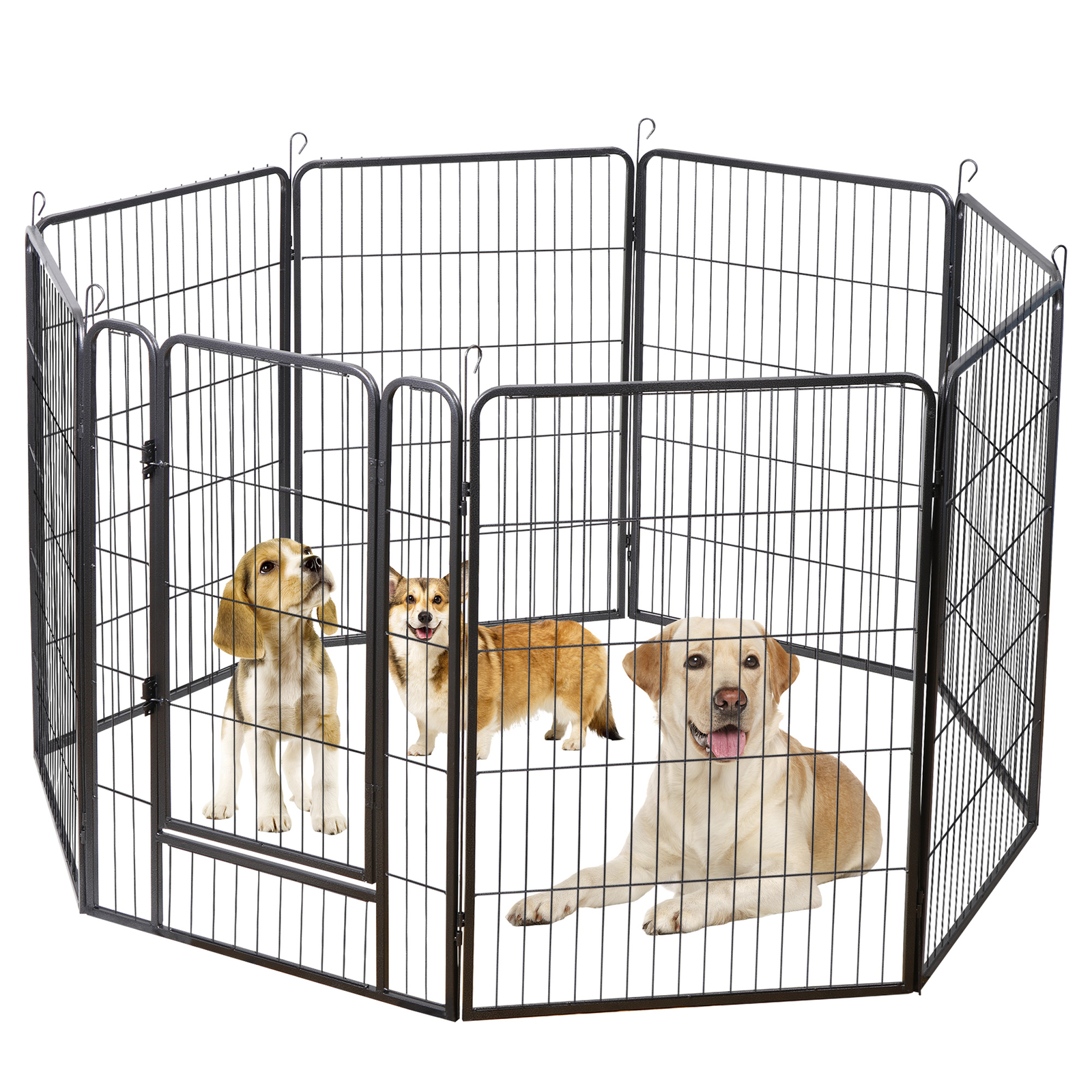 40" 8 Panel Detachable Exercise Fence Metal Dog Playpen Multiple Shap For Pet