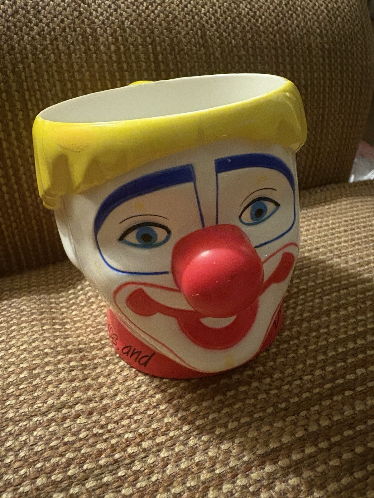 Ringling Bros Barnum & Bailey Circus Blonde Haired Clown Plastic Cup Mug