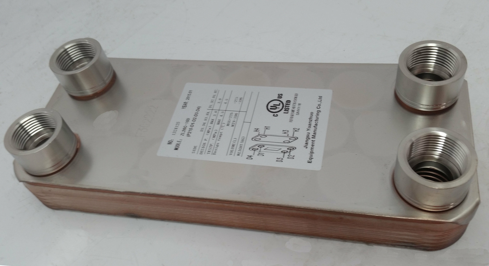 20 Plate Water to Water Brazed Plate Heat Exchanger 1" FPT Ports w/ Brackets