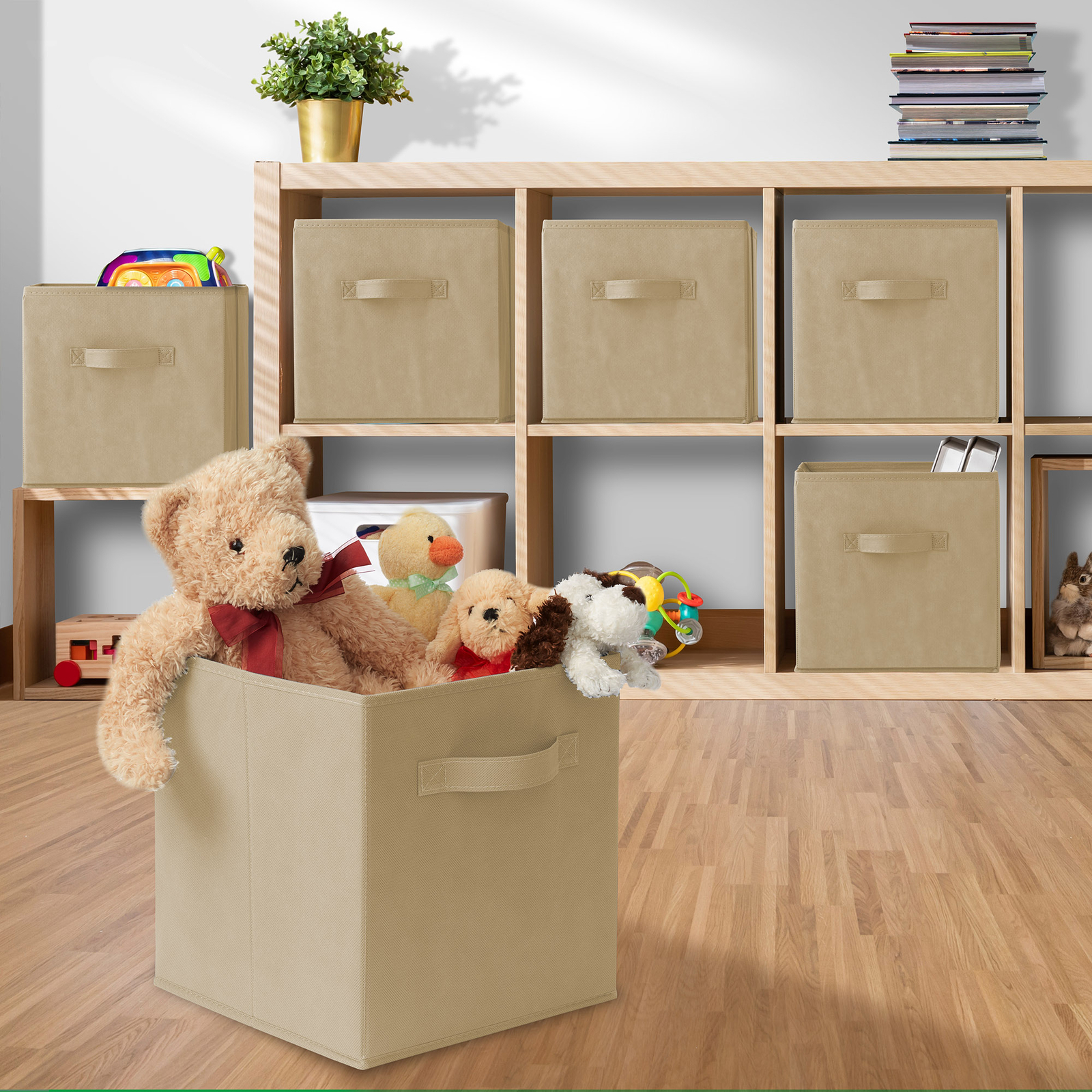 6 Collapsible Foldable Fabric Cubby Cube Storage Bins Baskets for Shelves