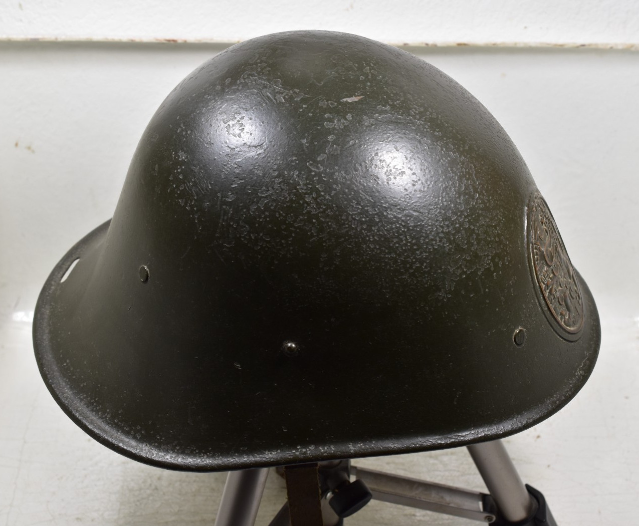 Dutch M27 M34 1934 Military Helmet with Crest Chin Strap and Liner