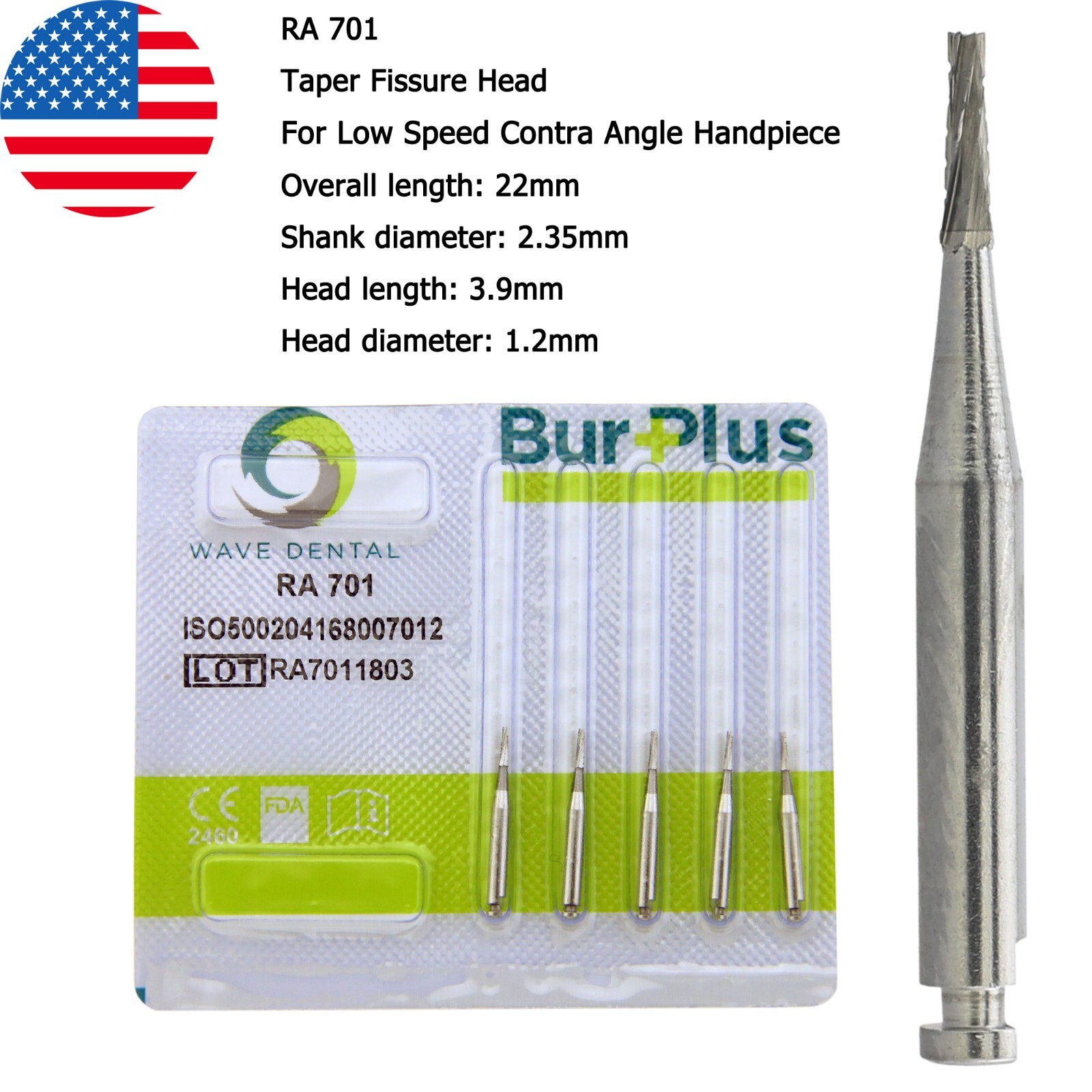 Wave Dental Carbide Burs Surgical Bur Latch 2.35mm RA SURG 2 4 6 8 Contra Angle