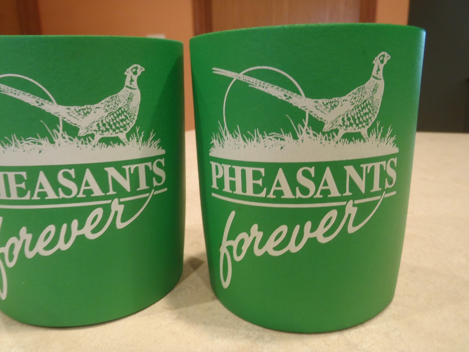 Vintage Pheasants Forever Can Koozie Lot of 2 Green Foam
