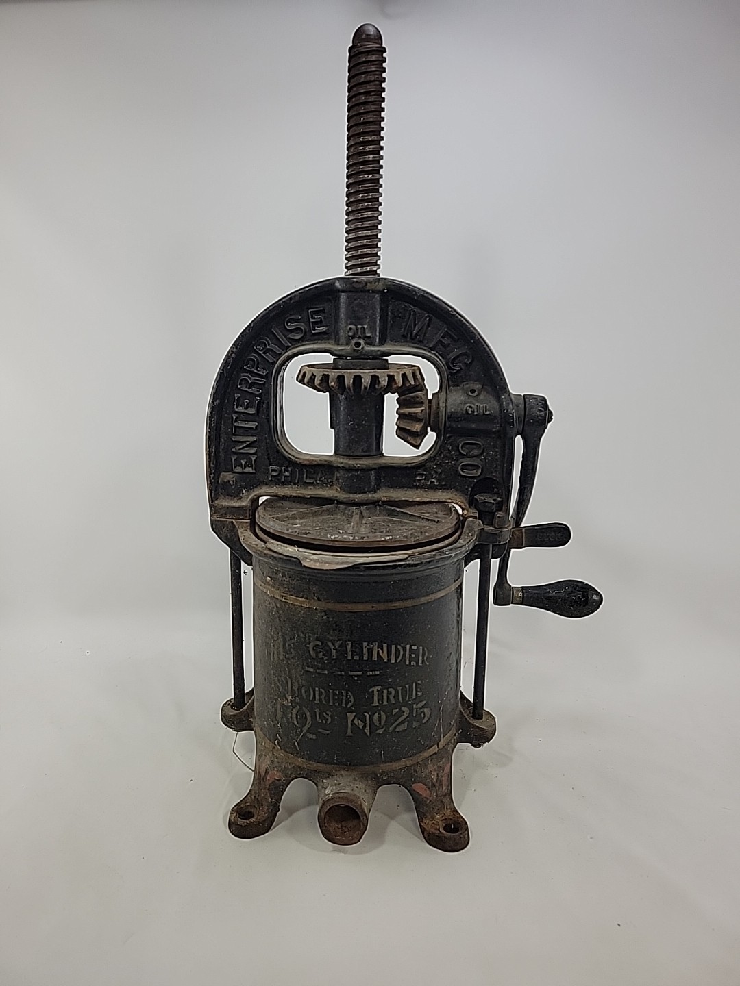Antique Cast Iron Enterprise 4 Quart Fruit Press & Sausage Stuffer No. 25