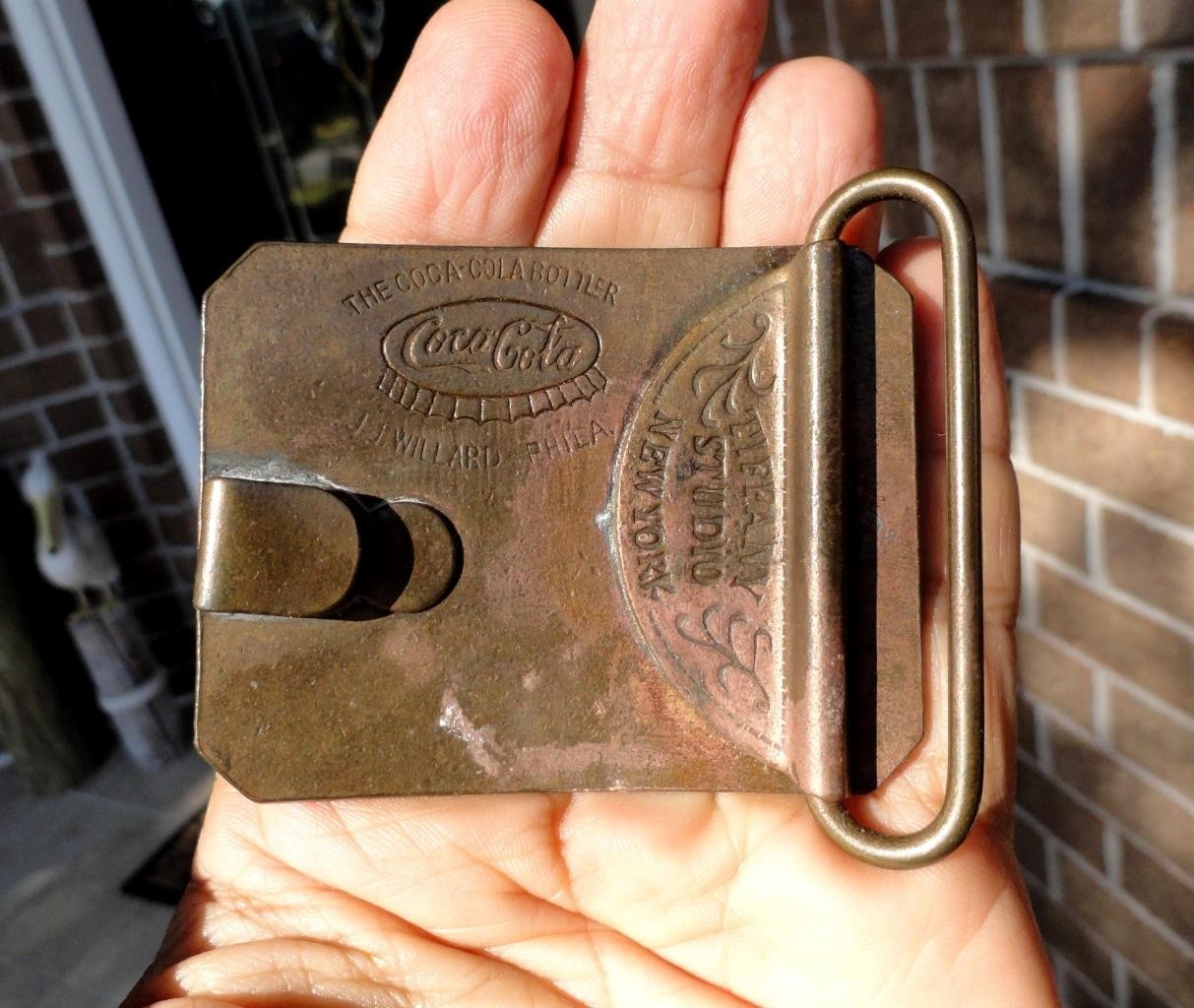 vintage BRASS Coca-Cola COKE Biedenharn Vicksburg, MS TIFFANY BELT BUCKLE