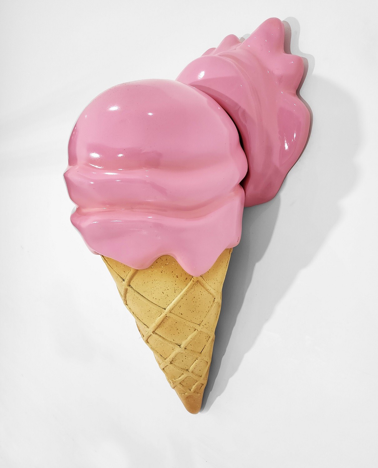 Pink Ice Cream Cone Hanging Statue Melted Strawberry Statue Wall Hanging 3FT