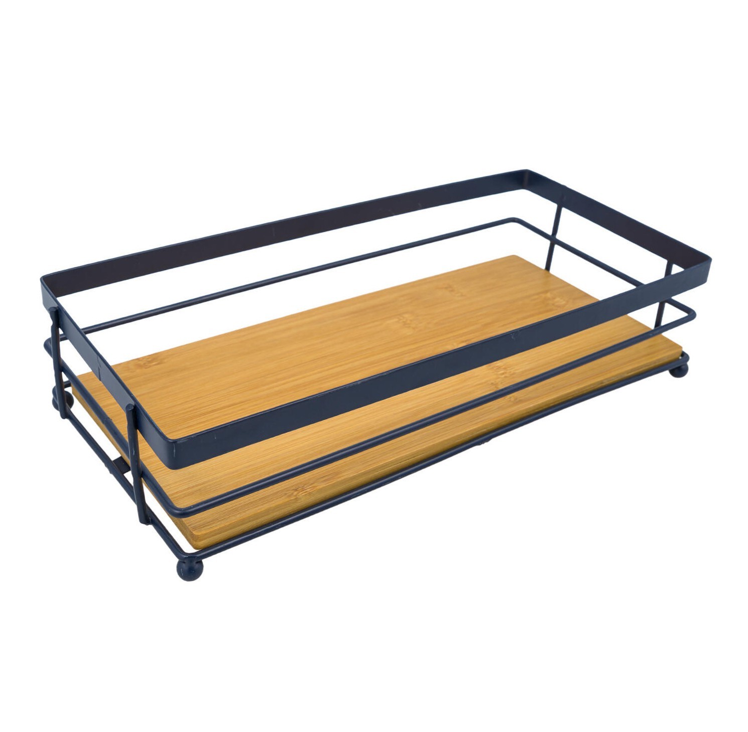 Natural Bamboo Wooden Decorative Storage Organizer Tray - 13.3" x 6.75"