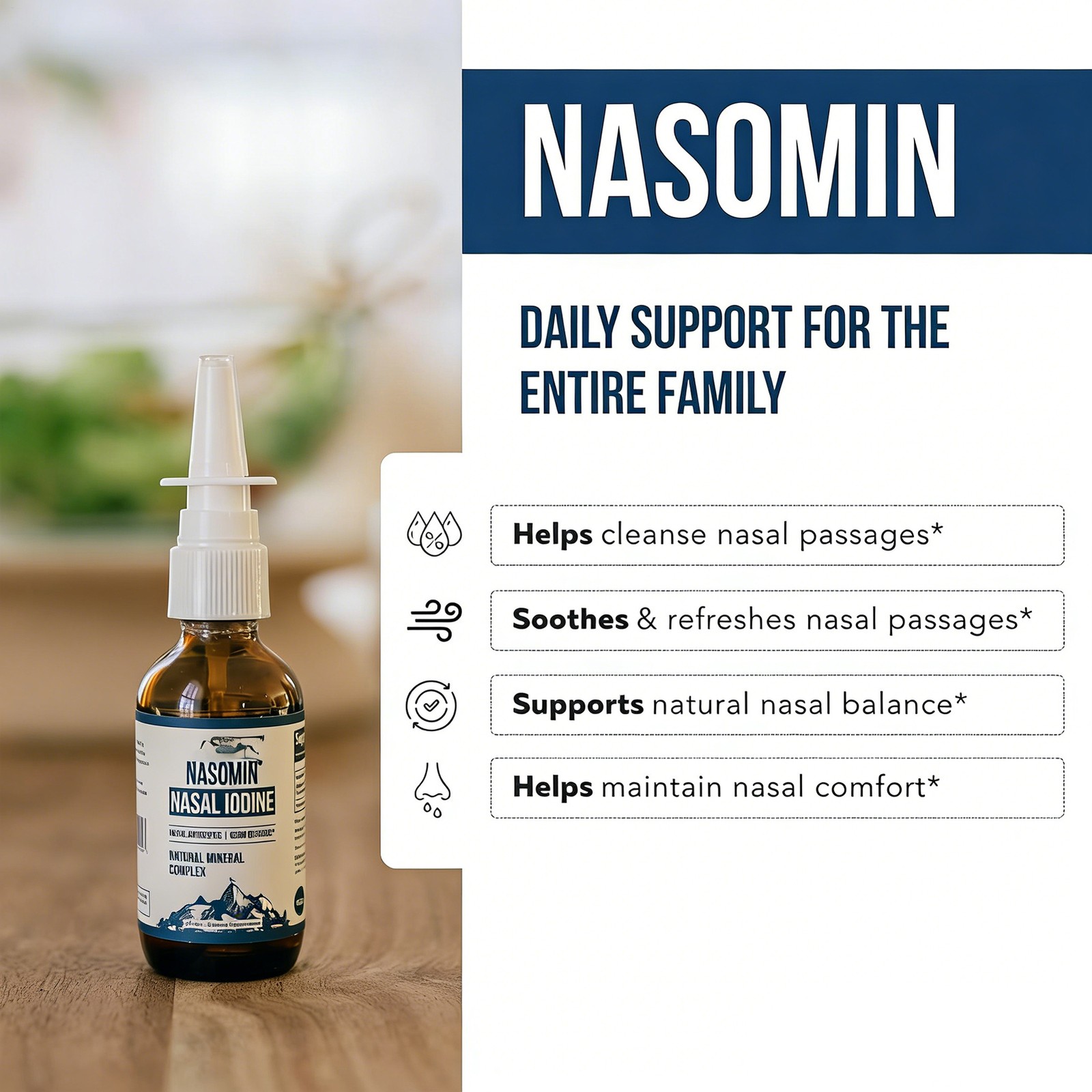 Nasomin Nasal Iodine – Nasal Cleanse– Neutralize Nose - Iodine + Fulvic Acid Ble