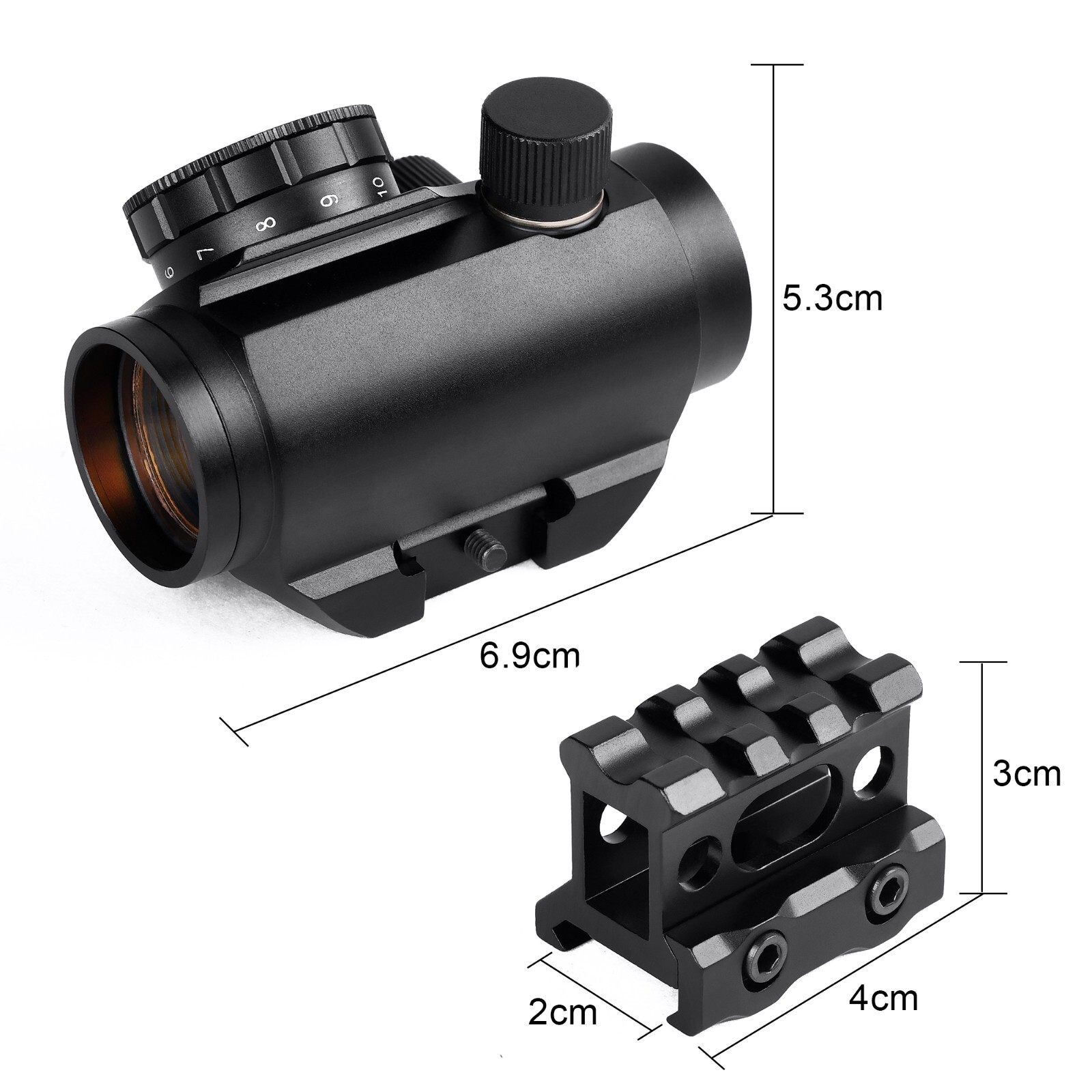 Sniper Micro Red Dot Sight 2 MOA 1x25mm Reflex Sight with 1'' Inch Riser Mount