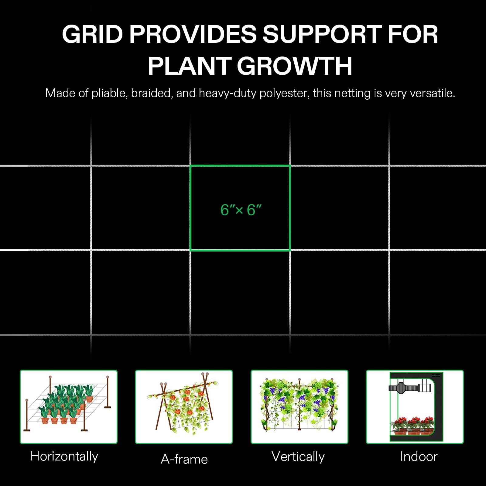 VIVOSUN 15'/30' Heavy Duty Grow Trellis Netting Polyester Plant Climb
