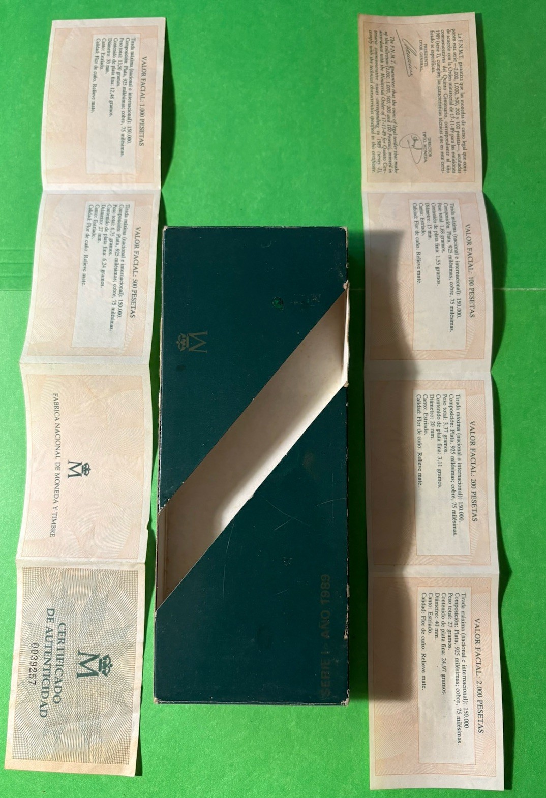 L@@K SPAIN PUERTO RICO 5 COINS SET 500th DISCOVERY 100-2000 PESETAS LIMIT EDIT