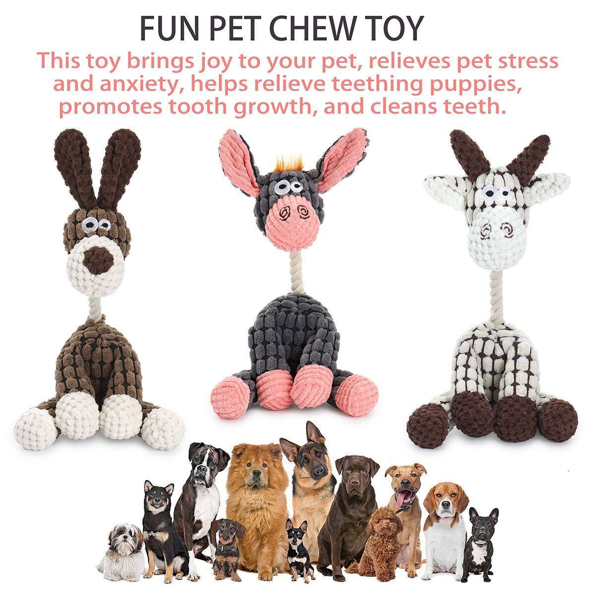Chew Toy Squeaky Plush Dog Toy For Aggressive Chewers With Chew Pet Toys US