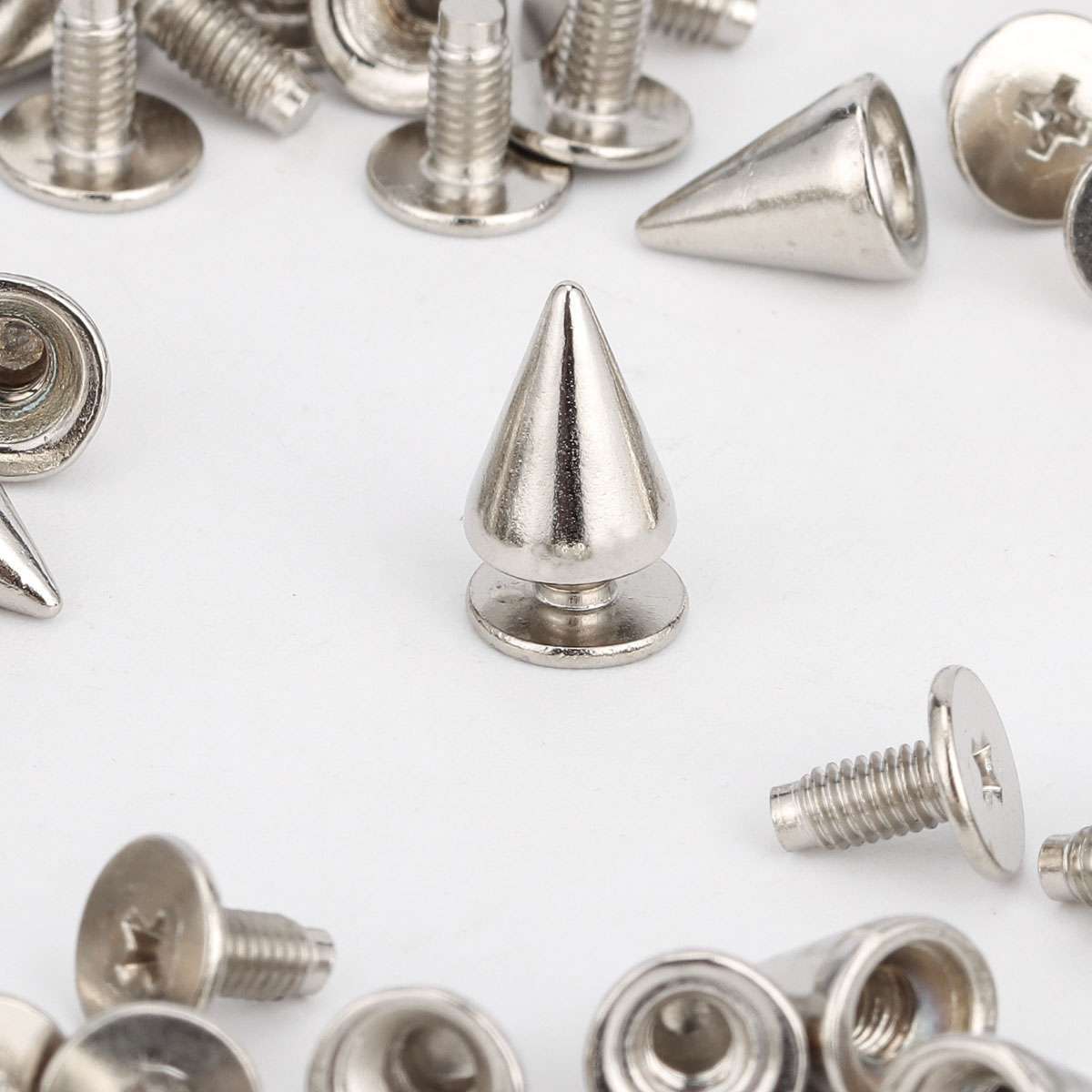 100X Punk Cone Metal Spikes Rivets Studs Screw Back For Clothing Jacket Leather