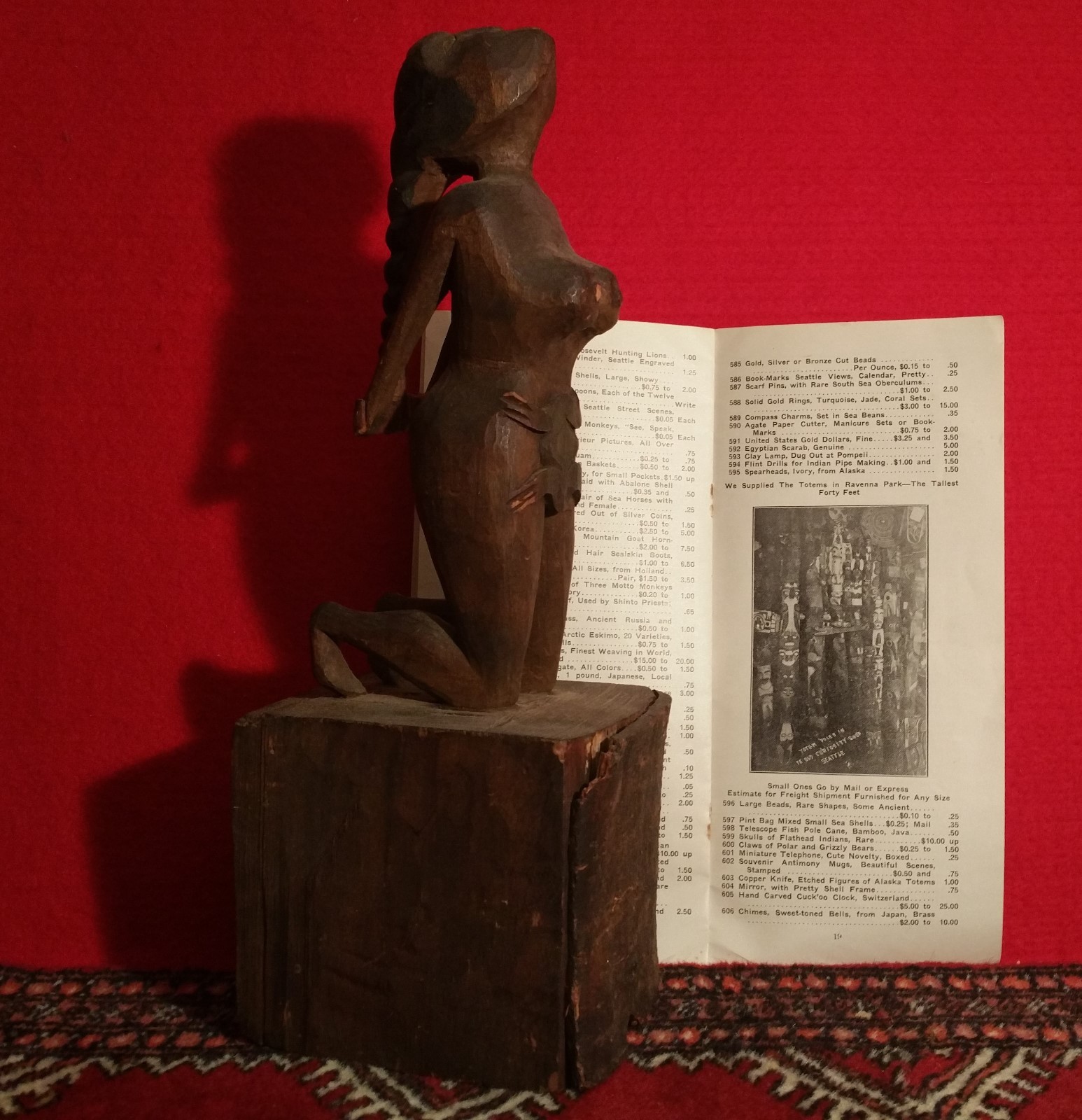 YE OLDE CURIOSITY SHOP antique seattle alaska pacific wood vtg tiki totem pole