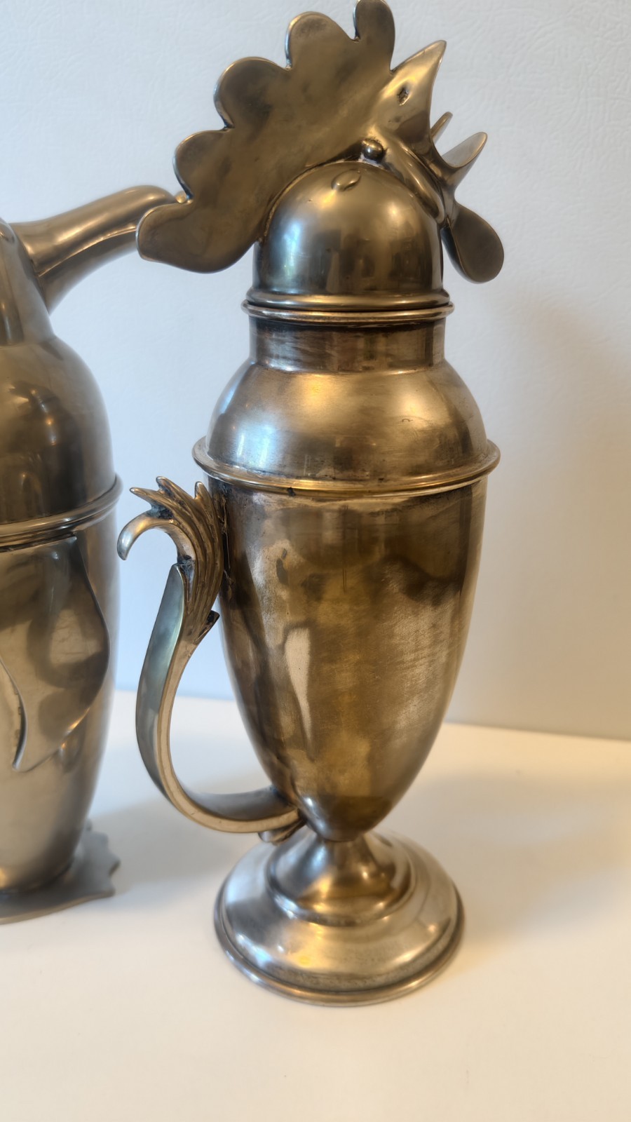 2 of Restoration Hardware Silver Penguin & Rooster Cocktail Shaker Set Vintage