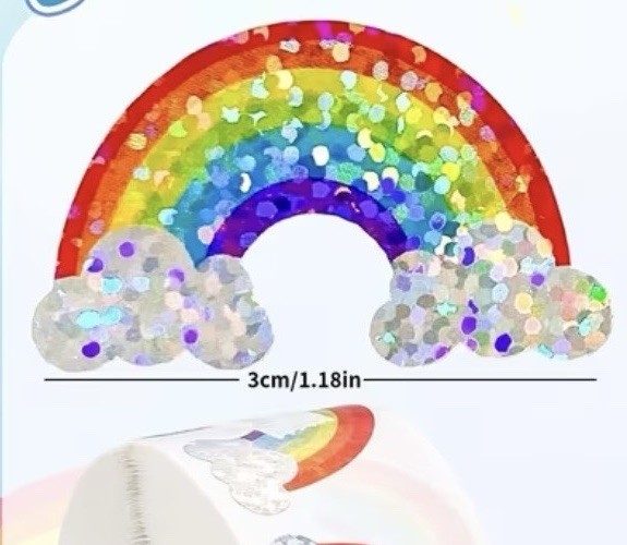 40 PCs Rainbow ~1.2x.5 Inch Holographic Glitter Stickers Great Quality