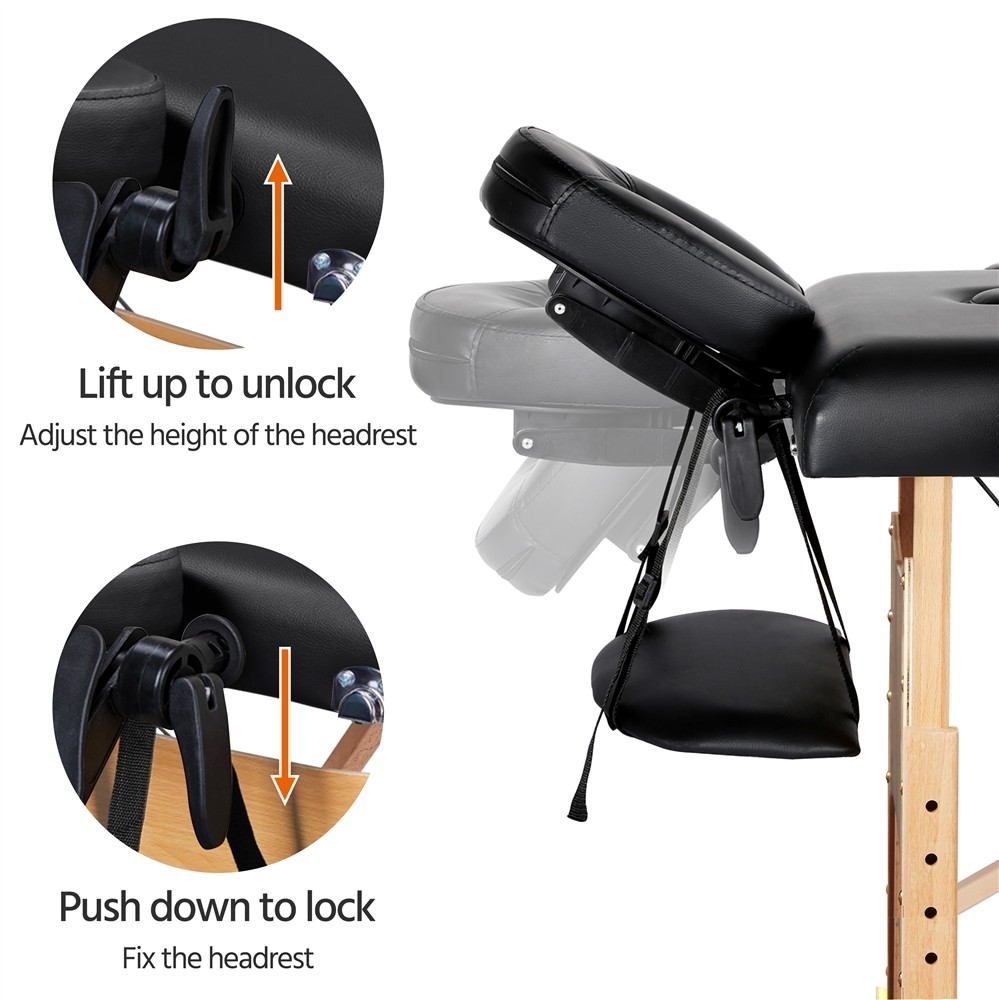 2 Sectional Folding Portable Massage Table with Face Cradle Armrests, Used