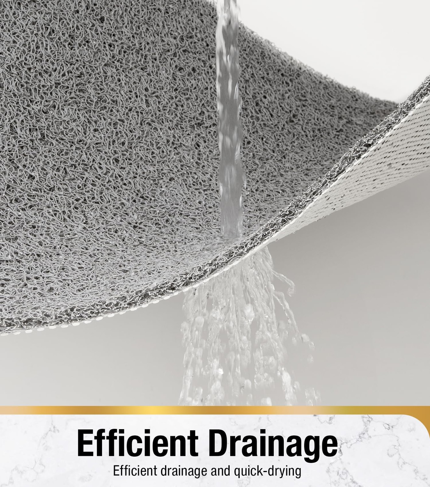 Bath Mat Non Slip, PVC Loofah Shower Mat For Tub, 24x16 Inch, Quick Dry, Grey