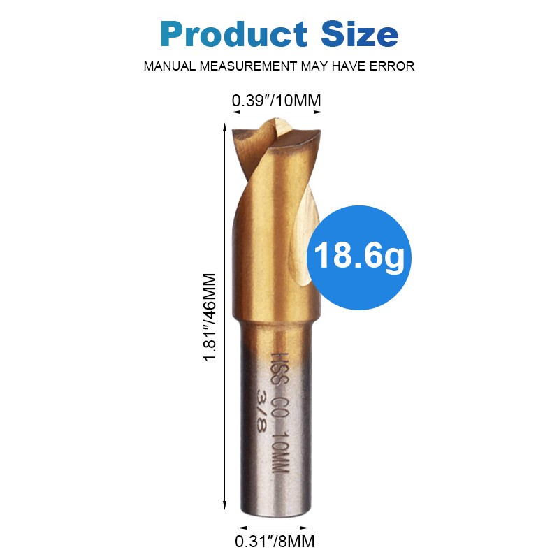 5pc 3/8" 10mmSpot Weld Drill Bits HSS Titanium Coated Cobalt Spot Cutter Set