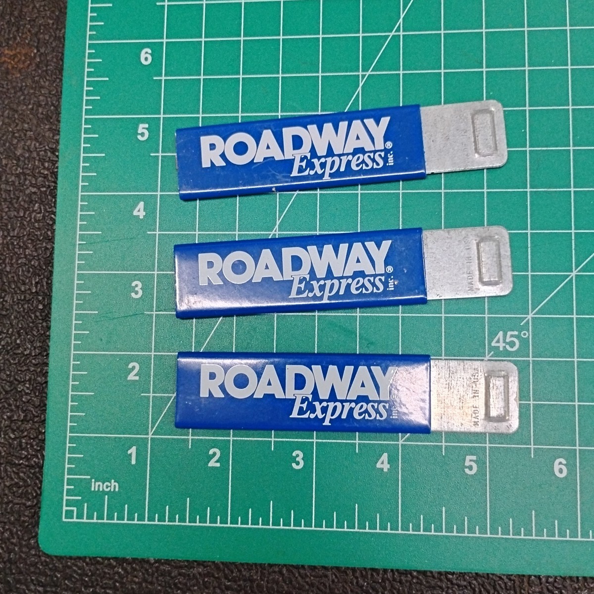 Vintage Lot of 3 Roadway Express Advertising Blue Retractable Box Opener Cutters