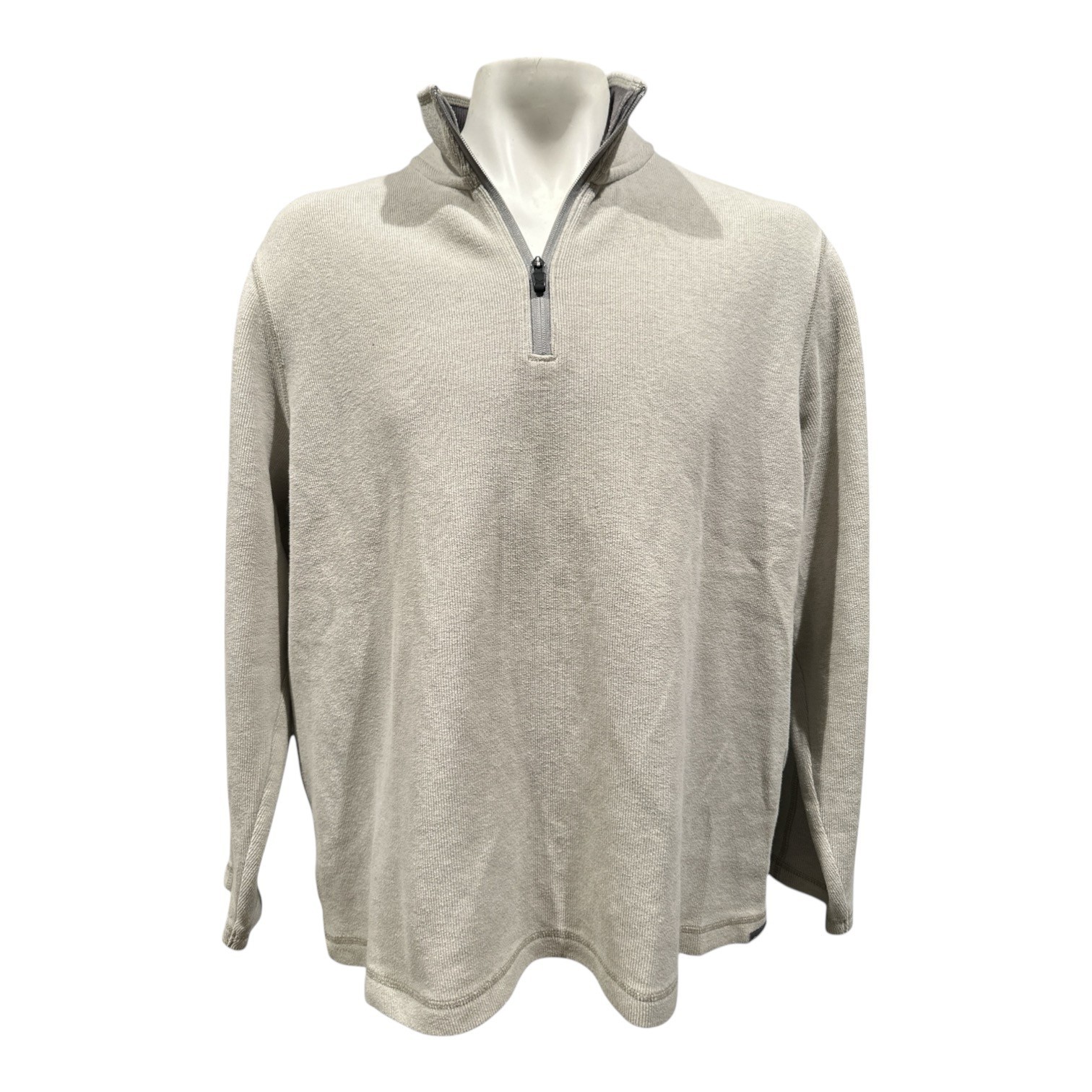 Eddie Bauer Men's XL Quarter Zip Knit Pullover Oatmeal Cotton Blend Normcore