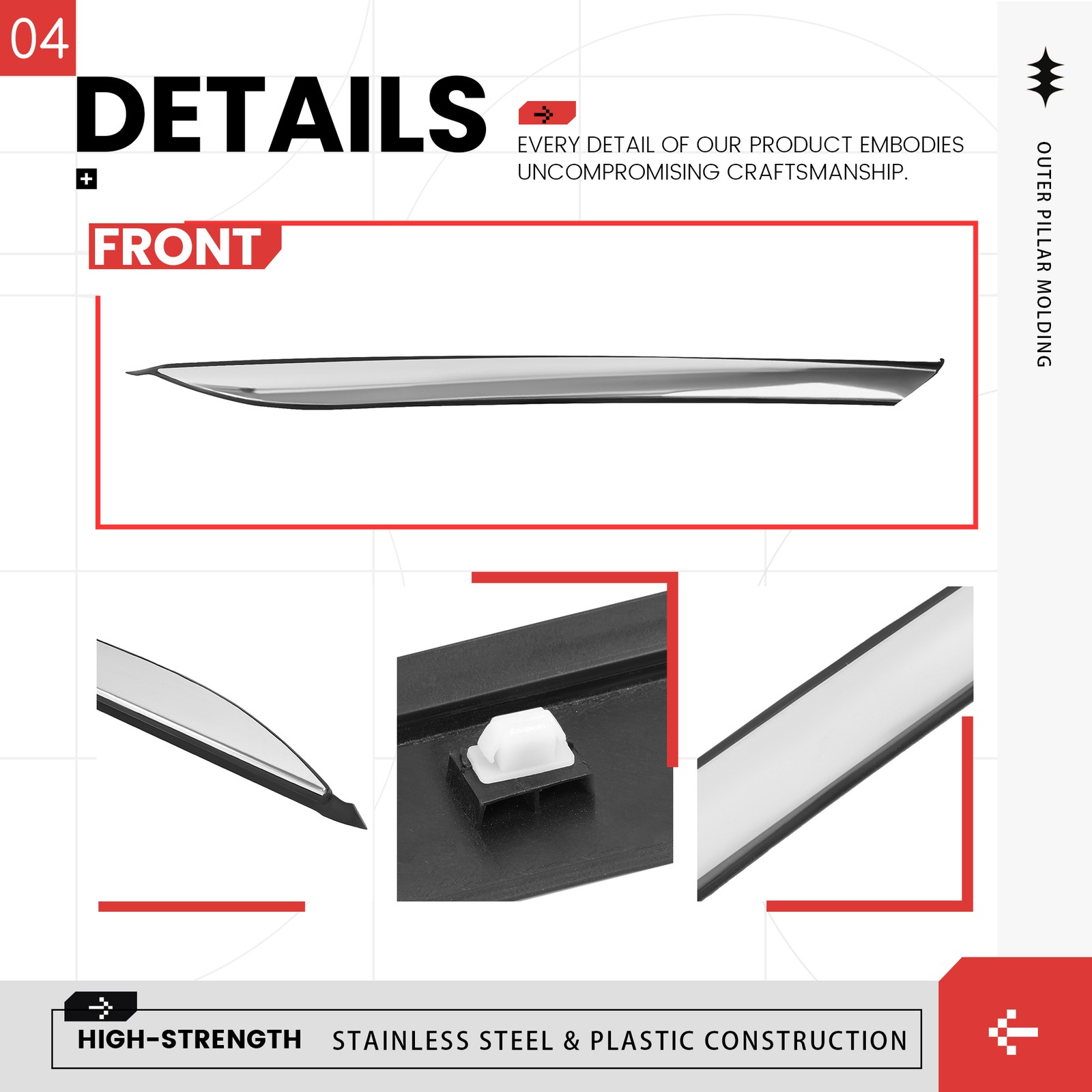 Right Outer Pillar Molding Trim Quarter Panel For 2011-16 Kia Optima 878602T000