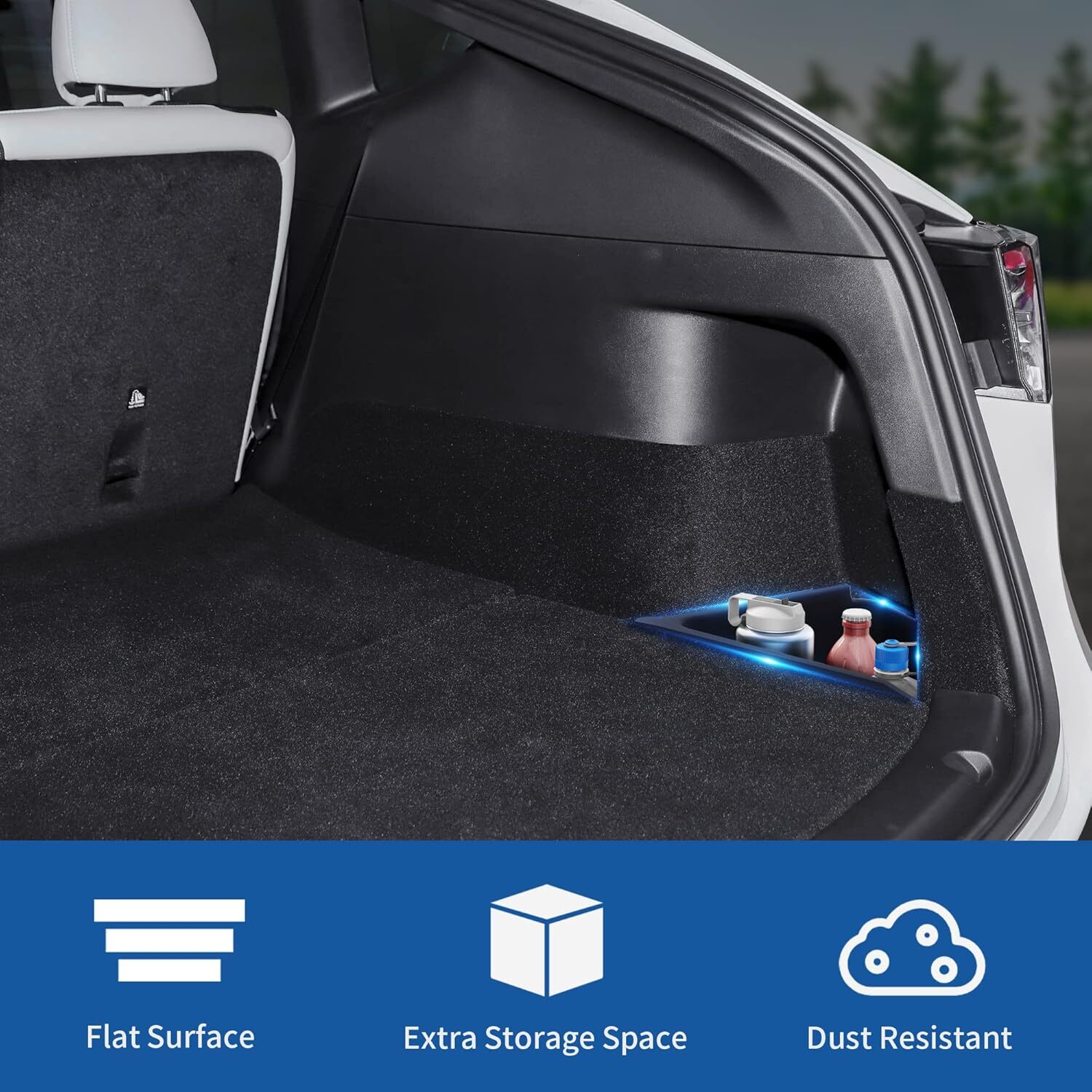 Rear Trunk Organizer Storage Bins W/Lids for 2022-2023 Tesla Model Y 5-Seater