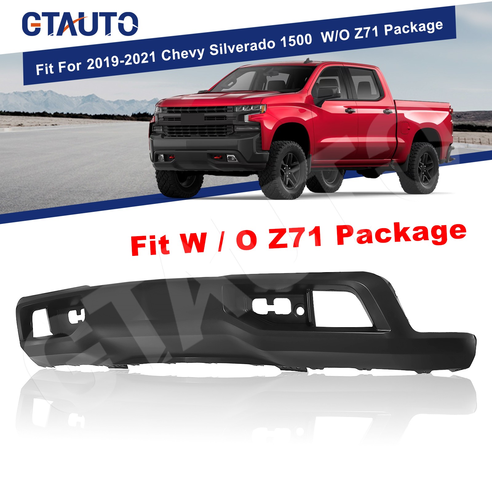 Front  Bumper Cover Lower Valance W/O Z71 For 2019-2021 Silverado 1500 84219069