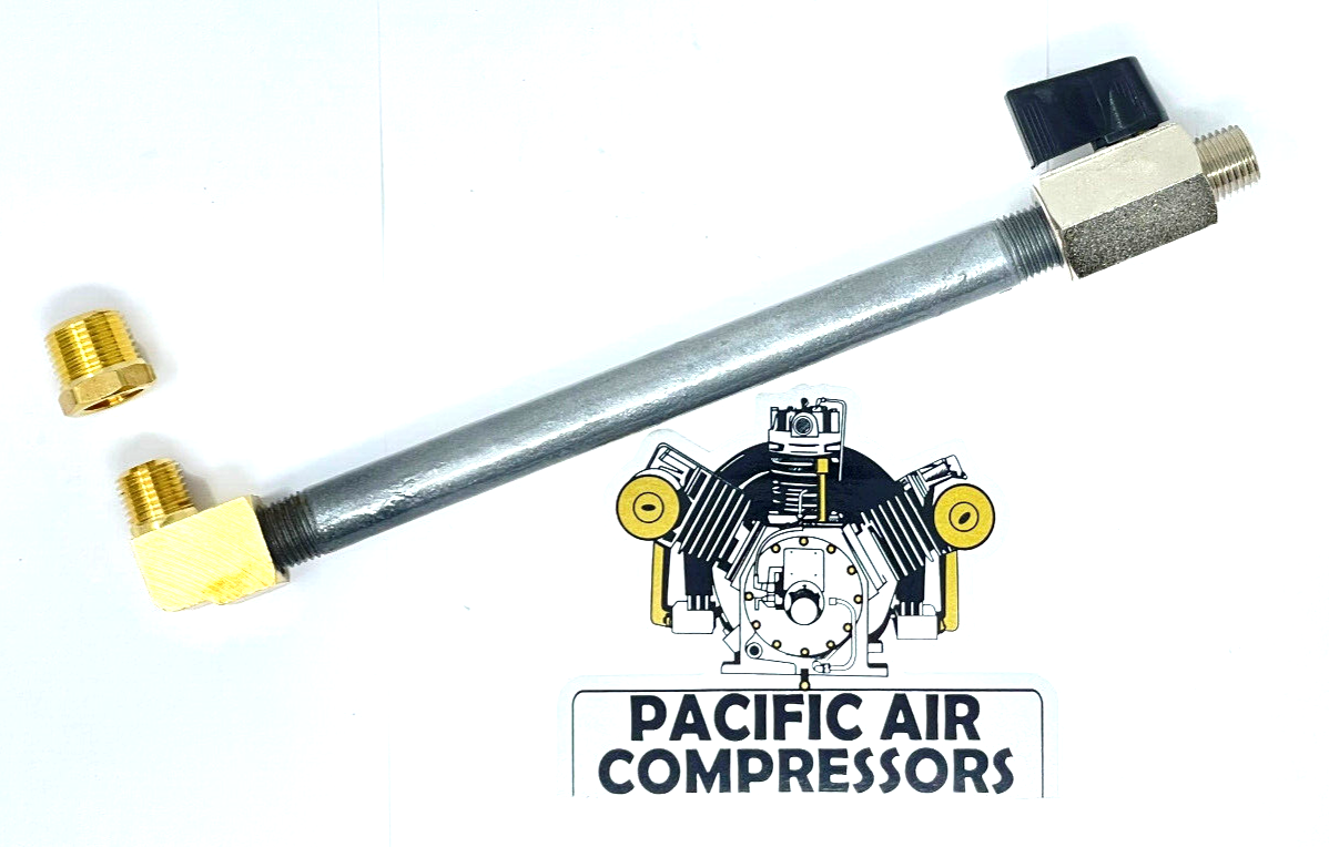 AIR COMPRESSOR TANK DRAIN EXTENSION KIT 1/4'' MPT X 6'' LONG